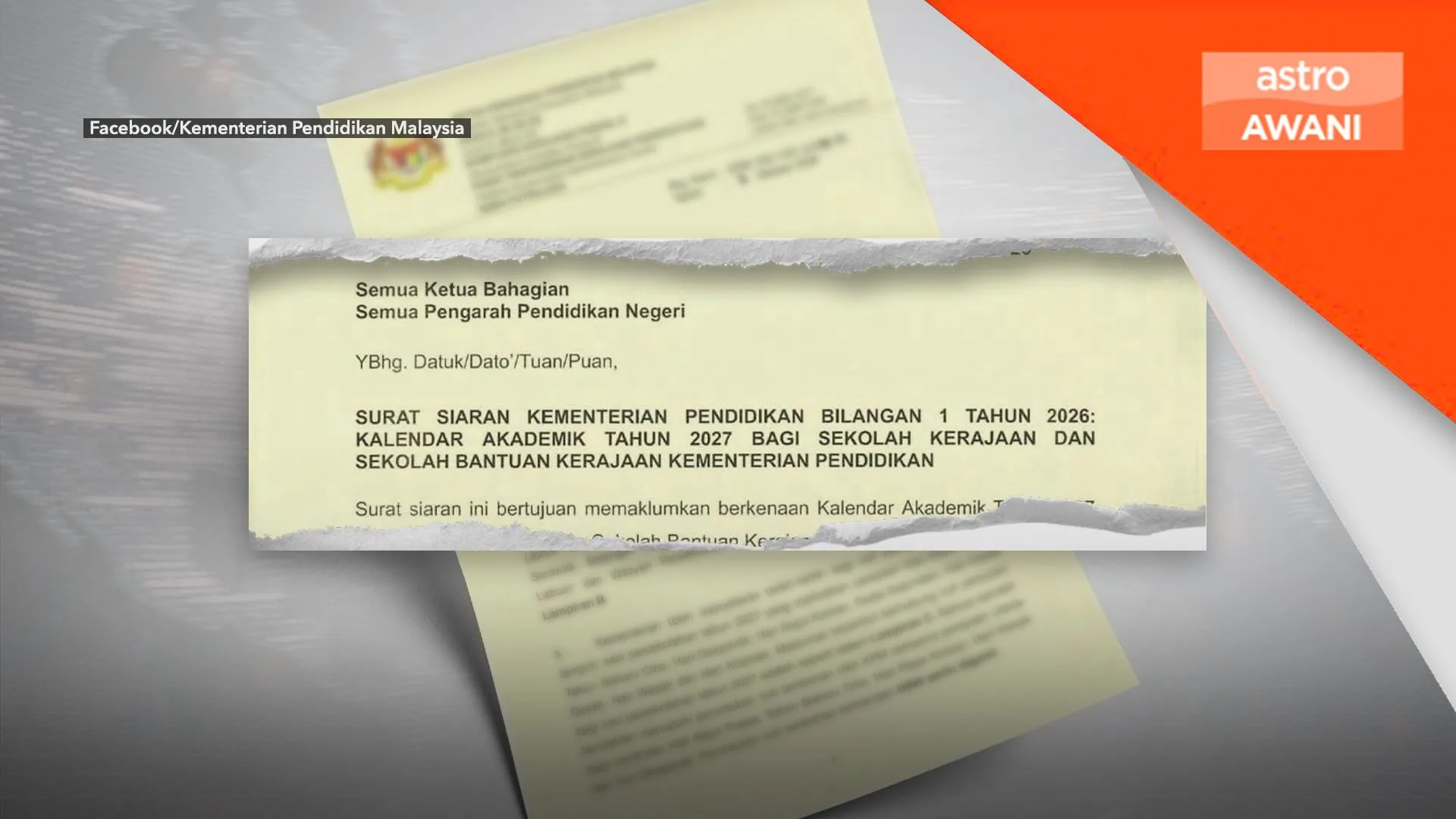 Sesi persekolahan tahun 2027 bermula 4 Jan