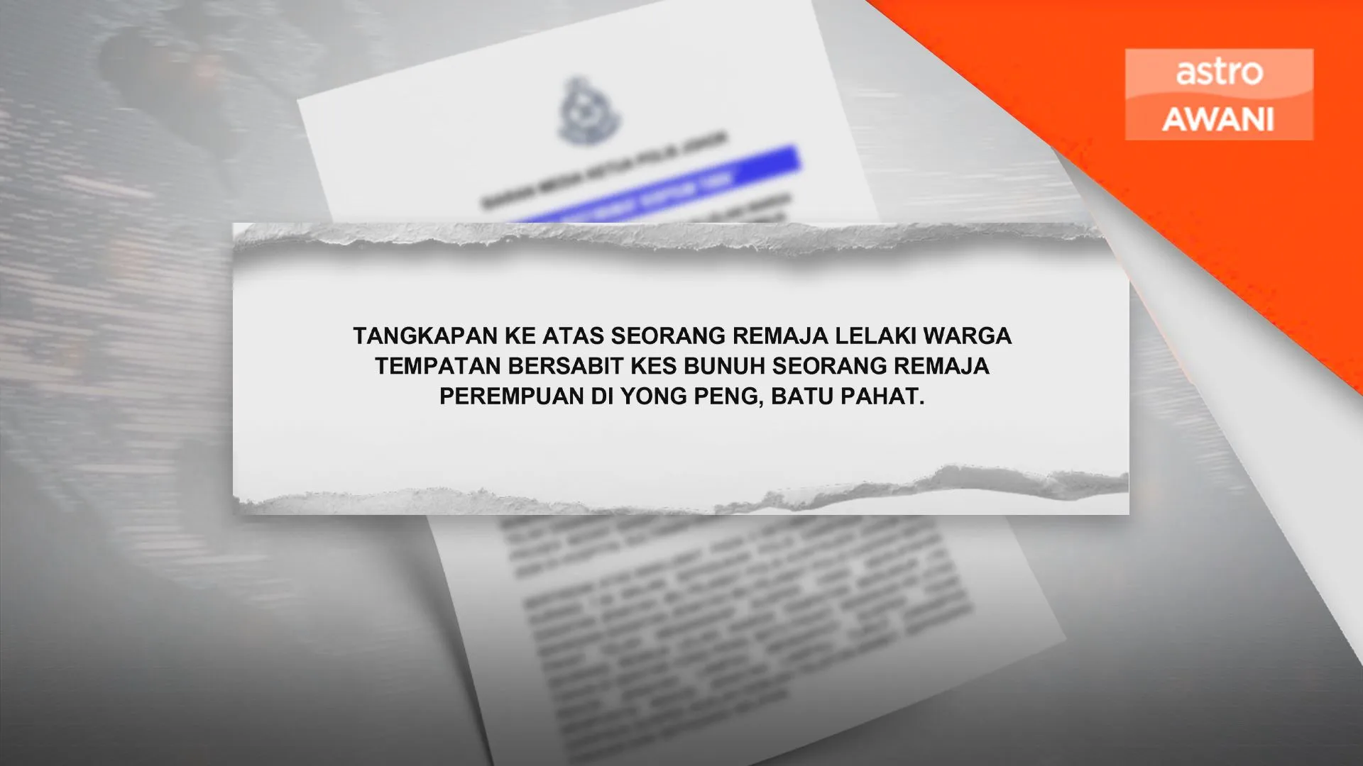 Pelajar tingkatan empat ditahan di Yong Peng