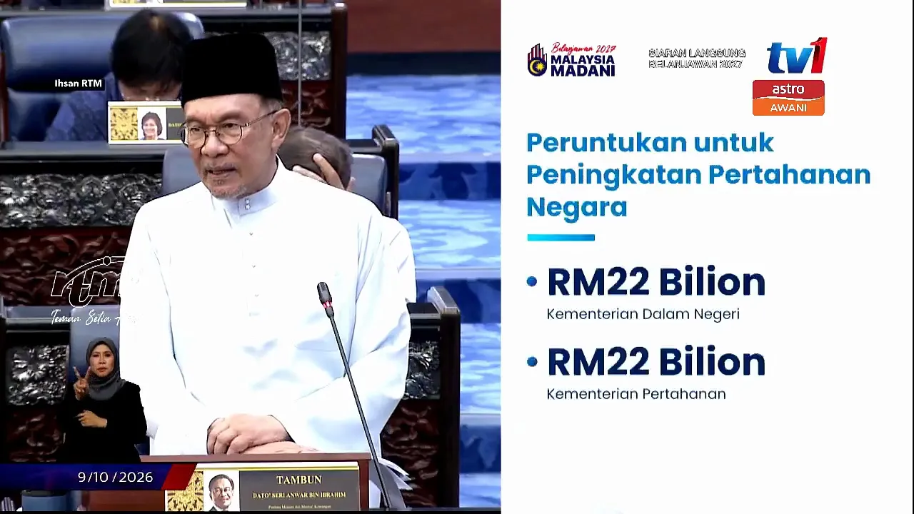 KDN dan Kementerian Pertahanan masing-masing terima RM22 bilion