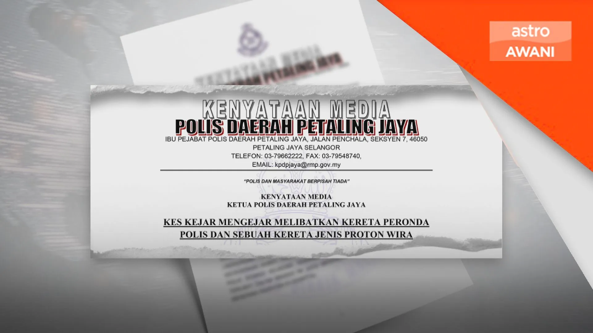 Polis tahan suspek kes kejar mengejar di PJ