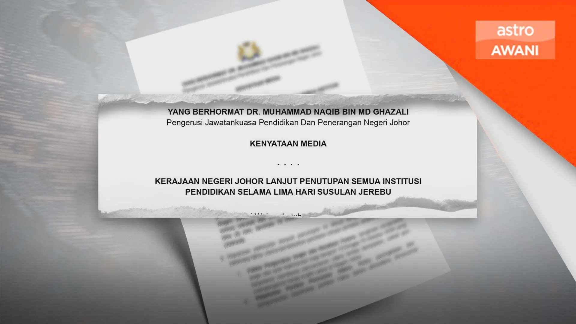 Sekolah di Johor ditutup sehingga Jumaat