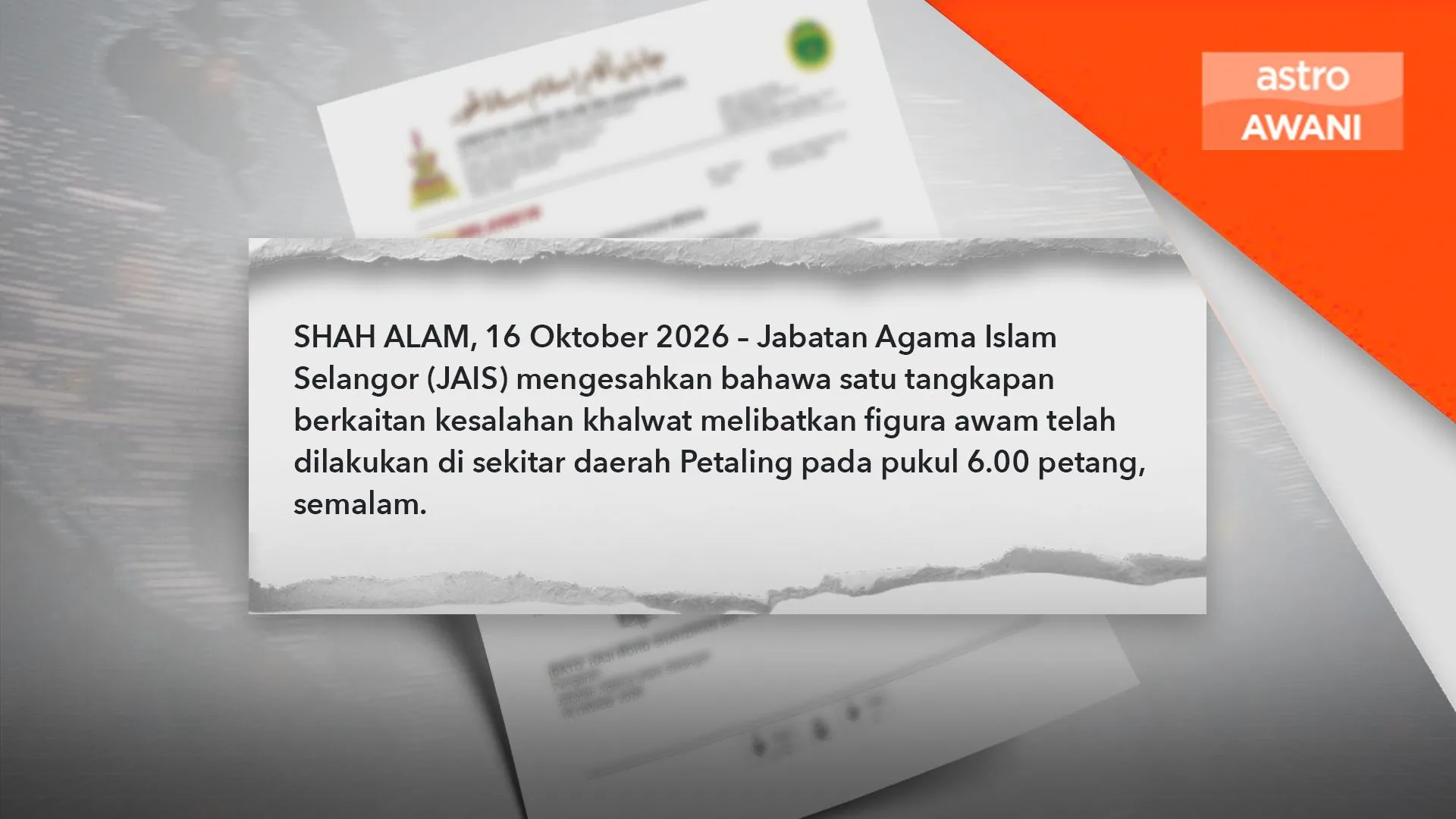 JAIS sahkan figura awam antara dua yang ditahan khalwat