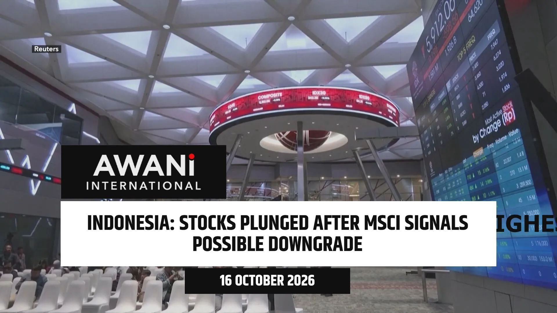 Indonesia stocks plunge after MSCI weighs downgrade