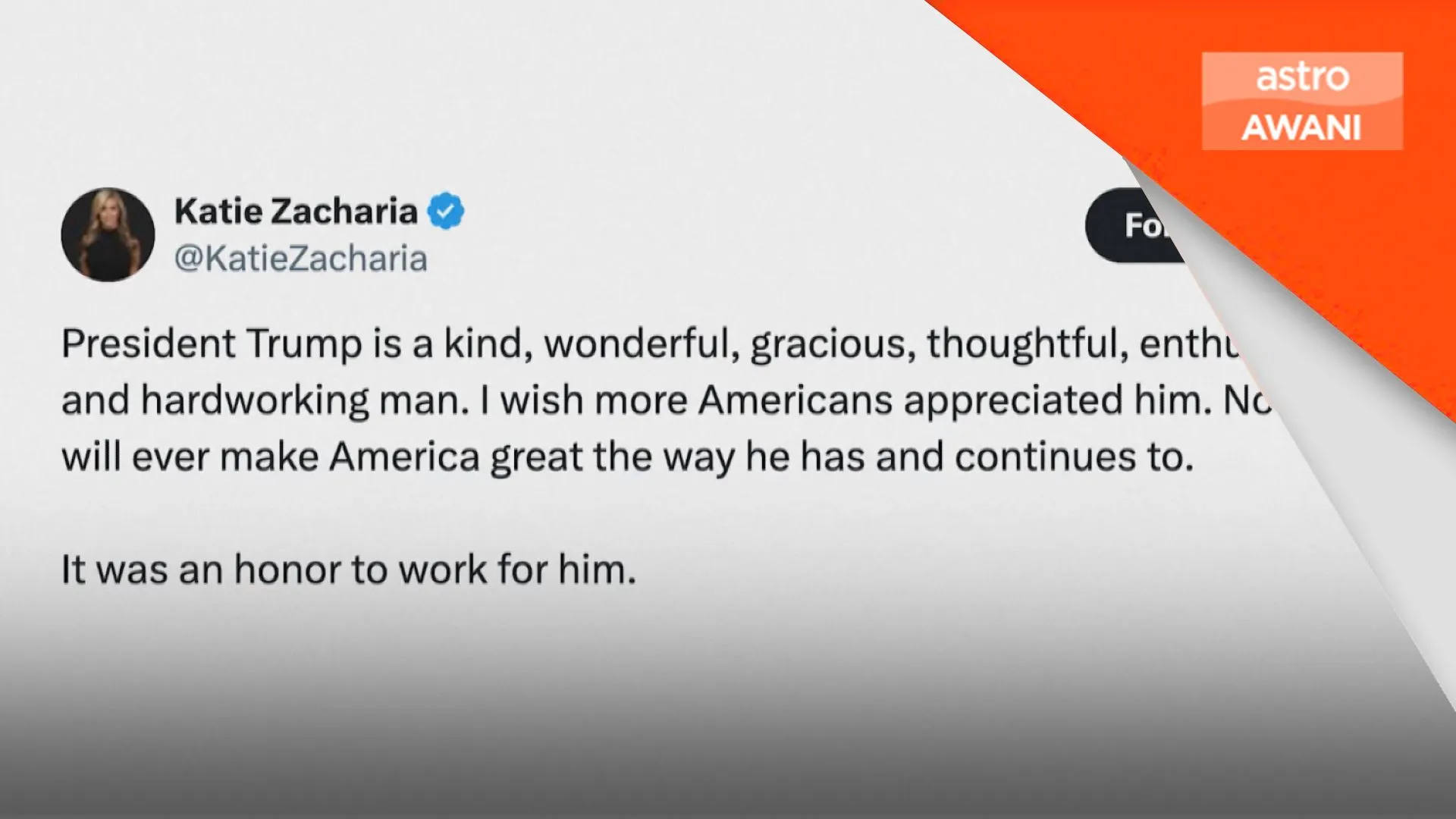 Dipecat belum seminggu, Zacharia tetap puji Trump