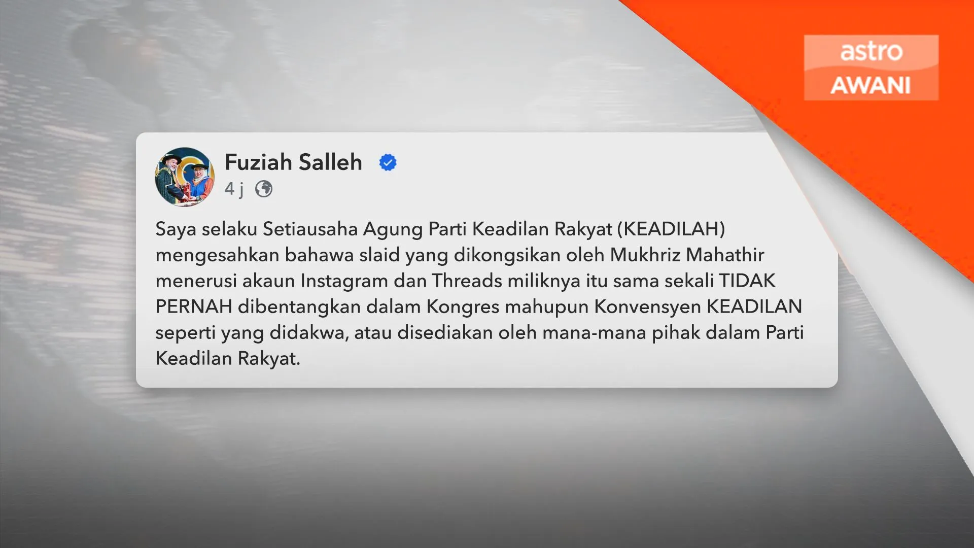 Fuziah nafi dakwaan Mukhriz PKR rancang pembatalan pendaftaran PN