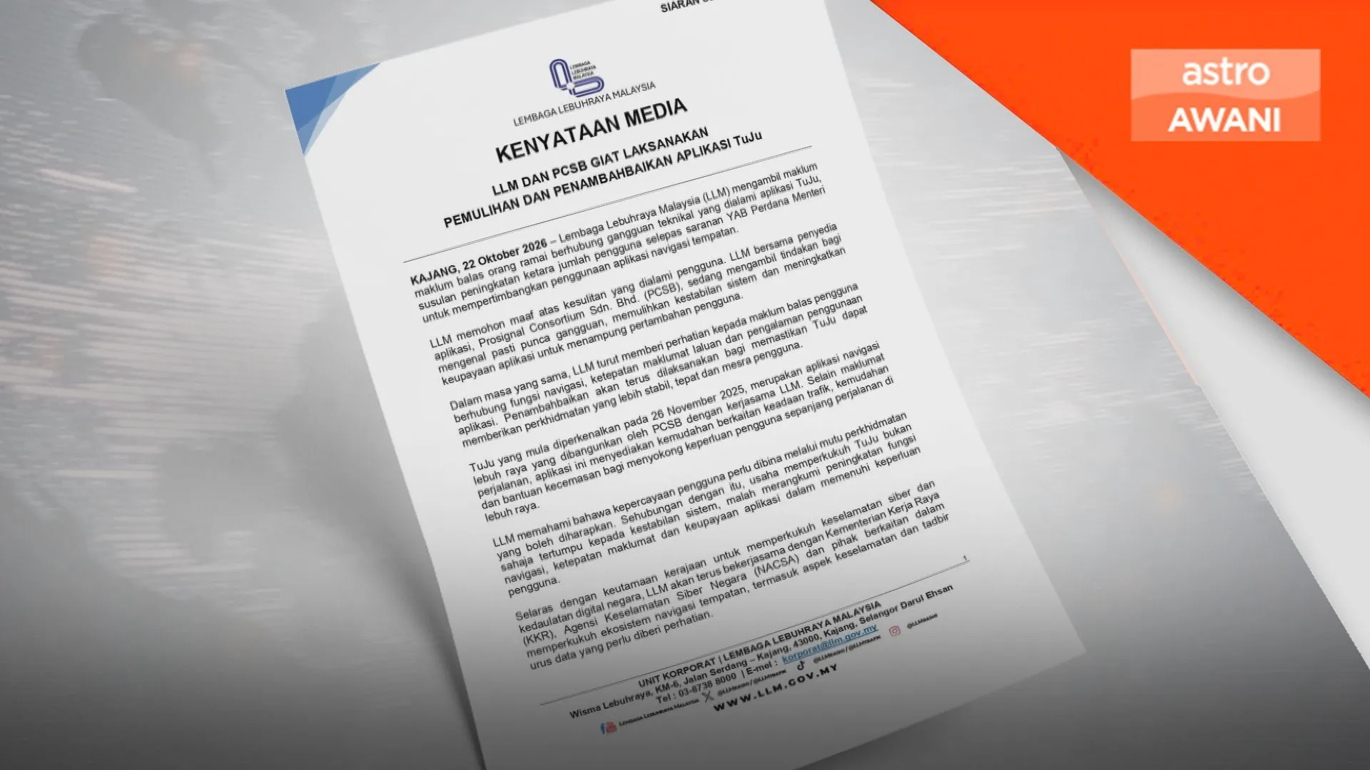 LLM, PCSB giat pulihkan dan tambah baik aplikasi TUJU