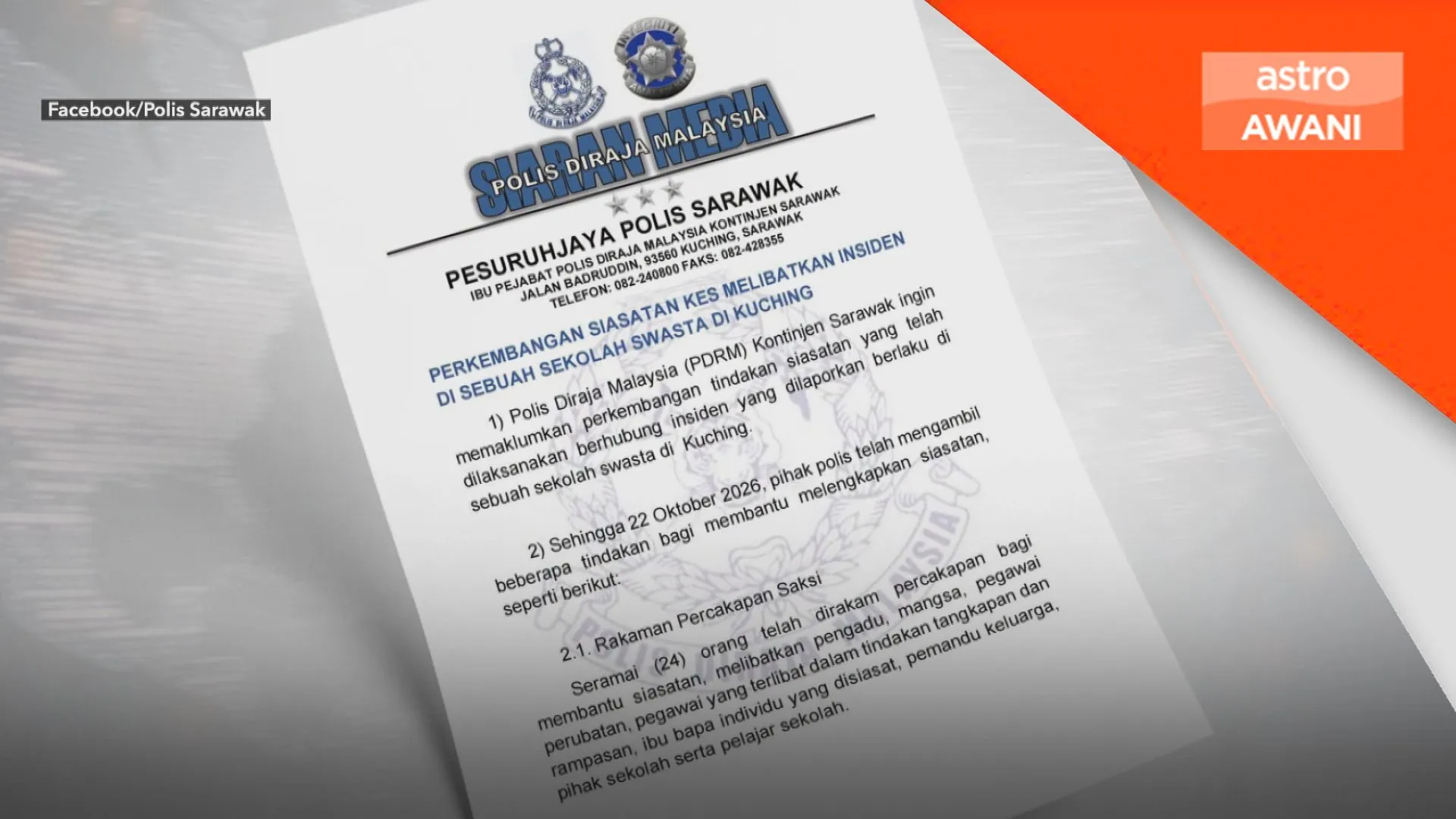 Serang guru: Suspek masih dirawat di hospital