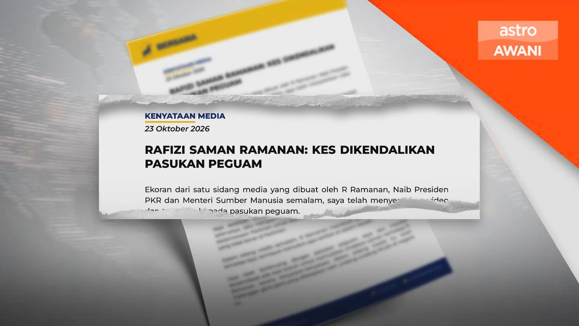 Rafizi saman Ramanan, gesa PM dirujuk ke Jawatankuasa Khas