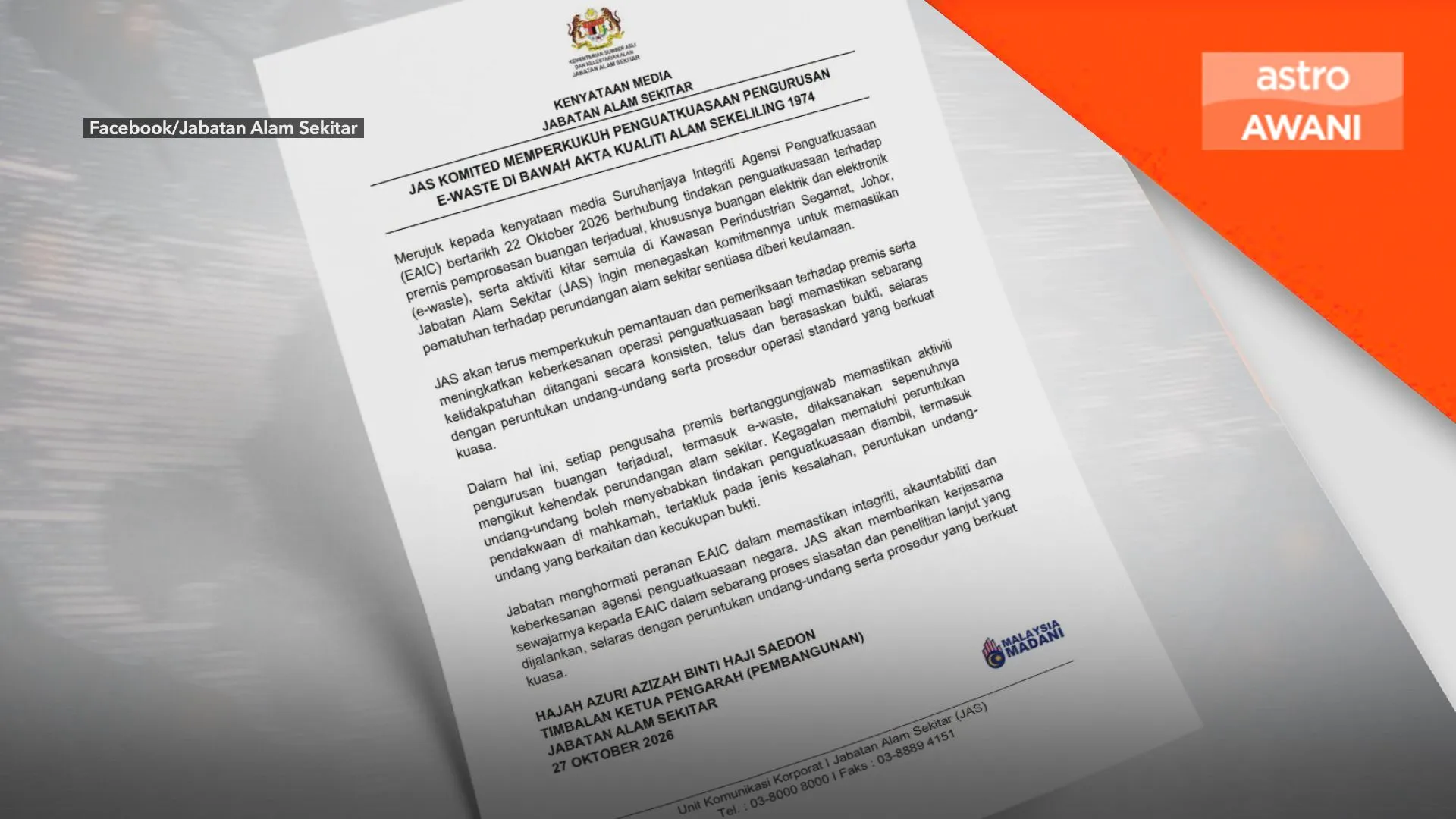 JAS perkukuh penguatkuasaan premis e-waste dan kitar semula