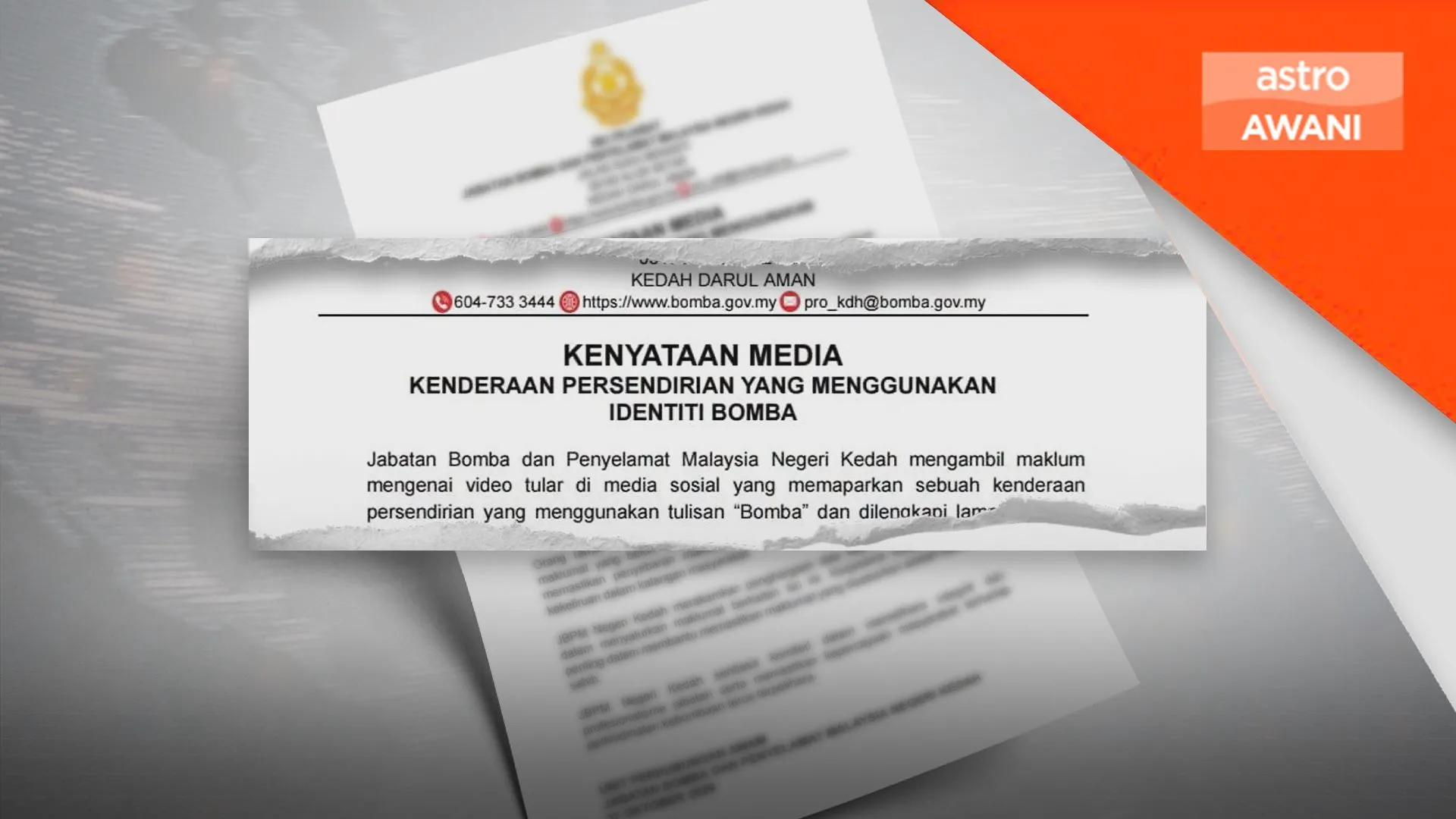 Kenderaan tular bertulis Bomba bukan milik JBPM Kedah