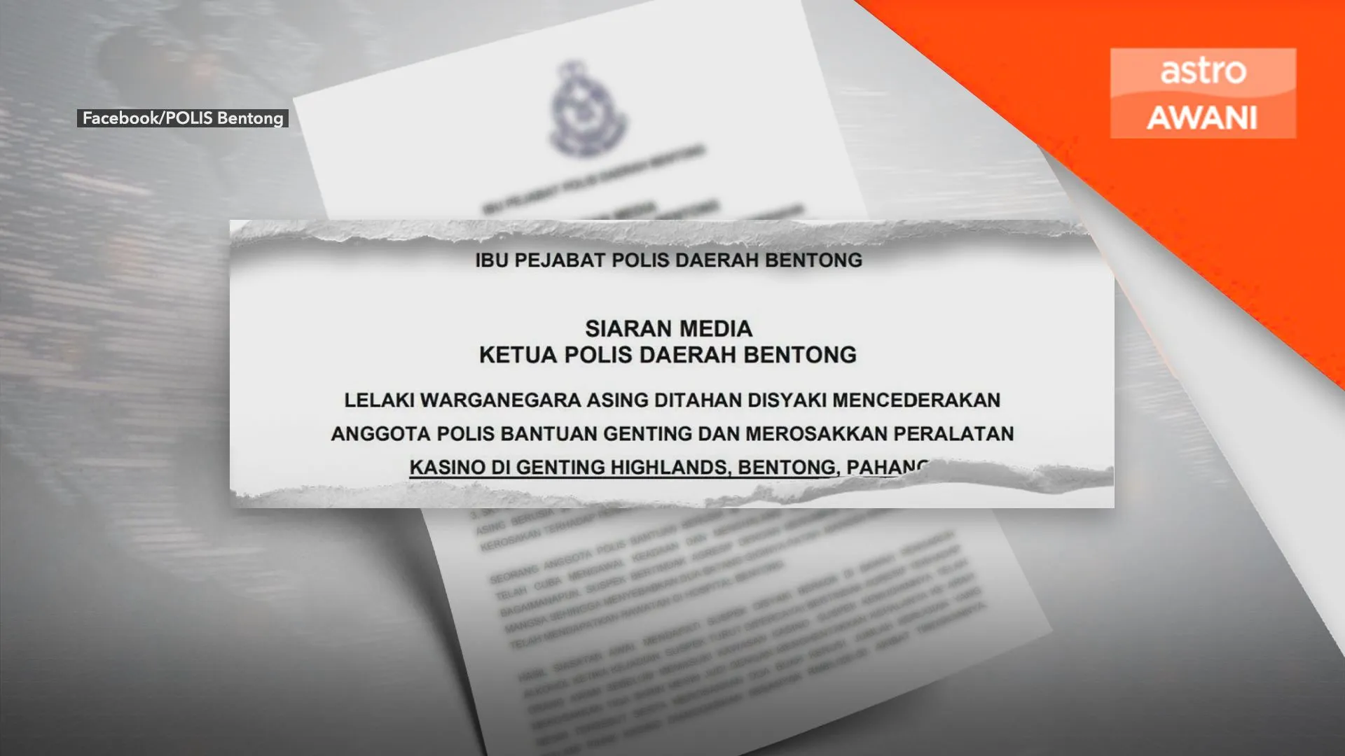 Warga asing ditahan cederakan polis bantuan di Genting Highlands