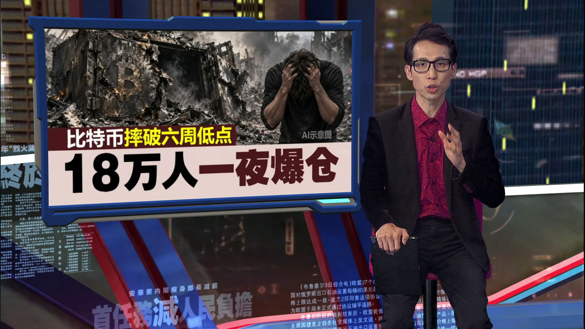 比特币摔破六周低点  18万人一夜爆仓