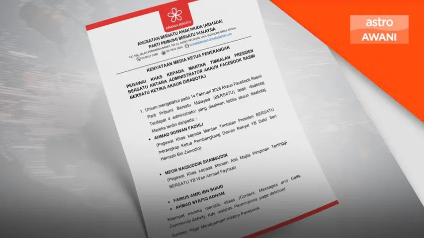 Akaun Facebook BERSATU disabotaj, empat pentadbir didakwa terlibat