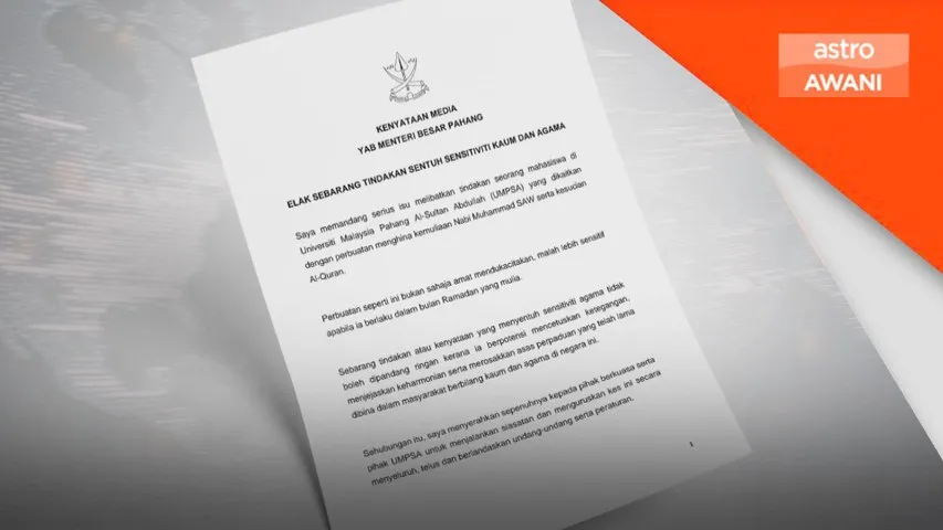 Kenyataan sentuh sensitiviti agama tidak boleh dipandang ringan - MB Pahang