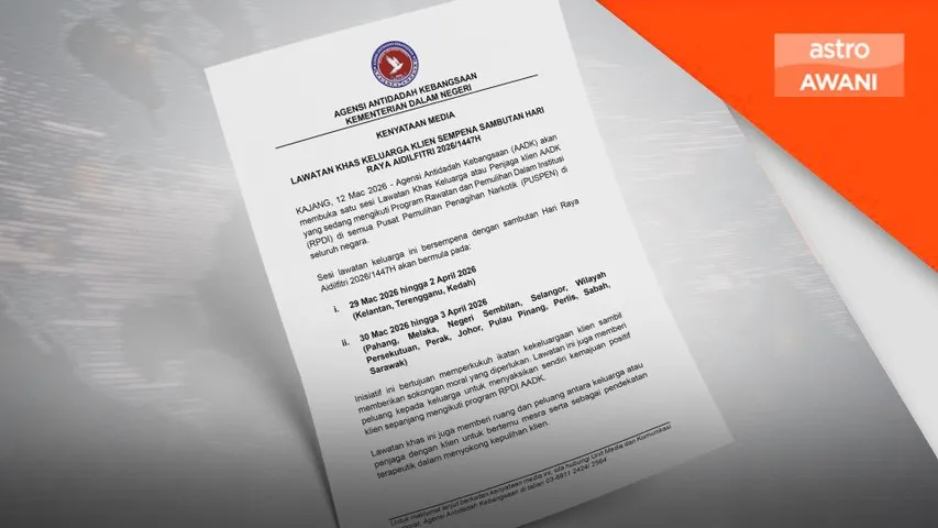 AADK buka lawatan khas Aidilfitri di semua PUSPEN