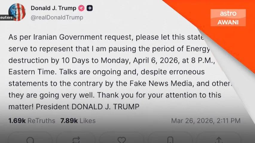 Trump henti serang loji tenaga Iran selama 10 hari