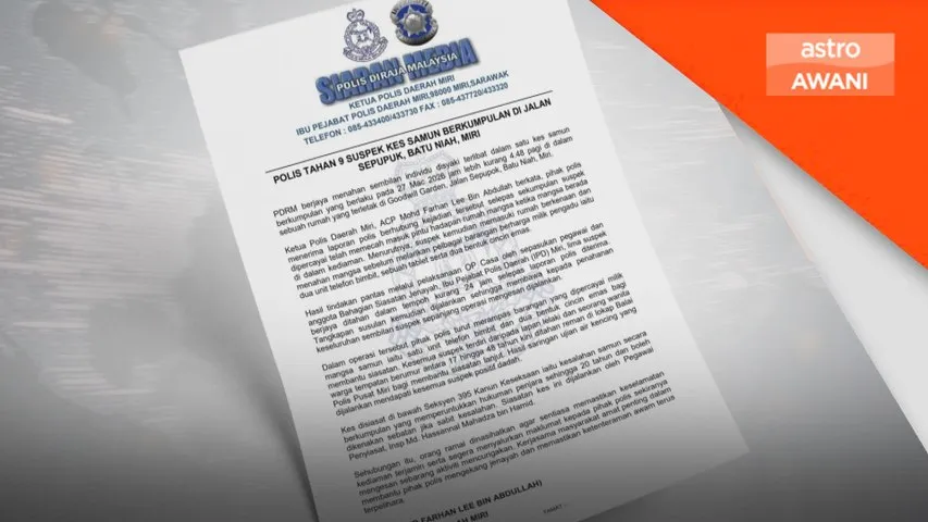 Sembilan ditahan disyaki terlibat kes samun berkumpulan di Miri