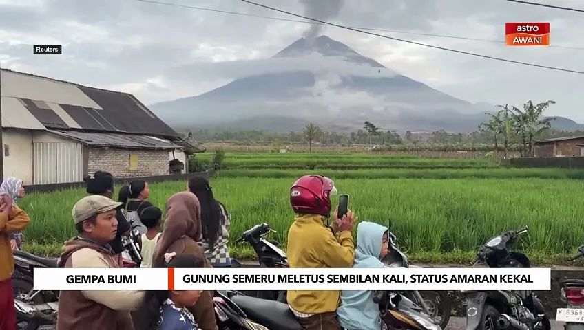 Semeru meletus 9 kali, status amaran kekal