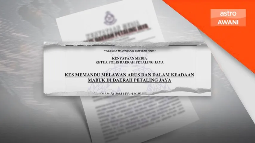 Polis tahan lelaki mabuk pandu lawan arus di Petaling Jaya