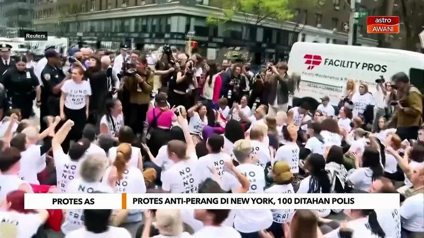 Protes anti-perang di New York, 100 ditahan polis