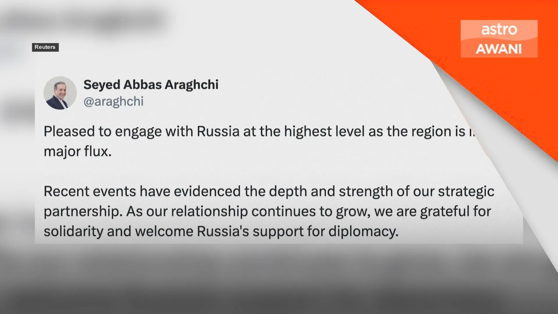 Iran hargai sokongan Rusia dalam diplomasi