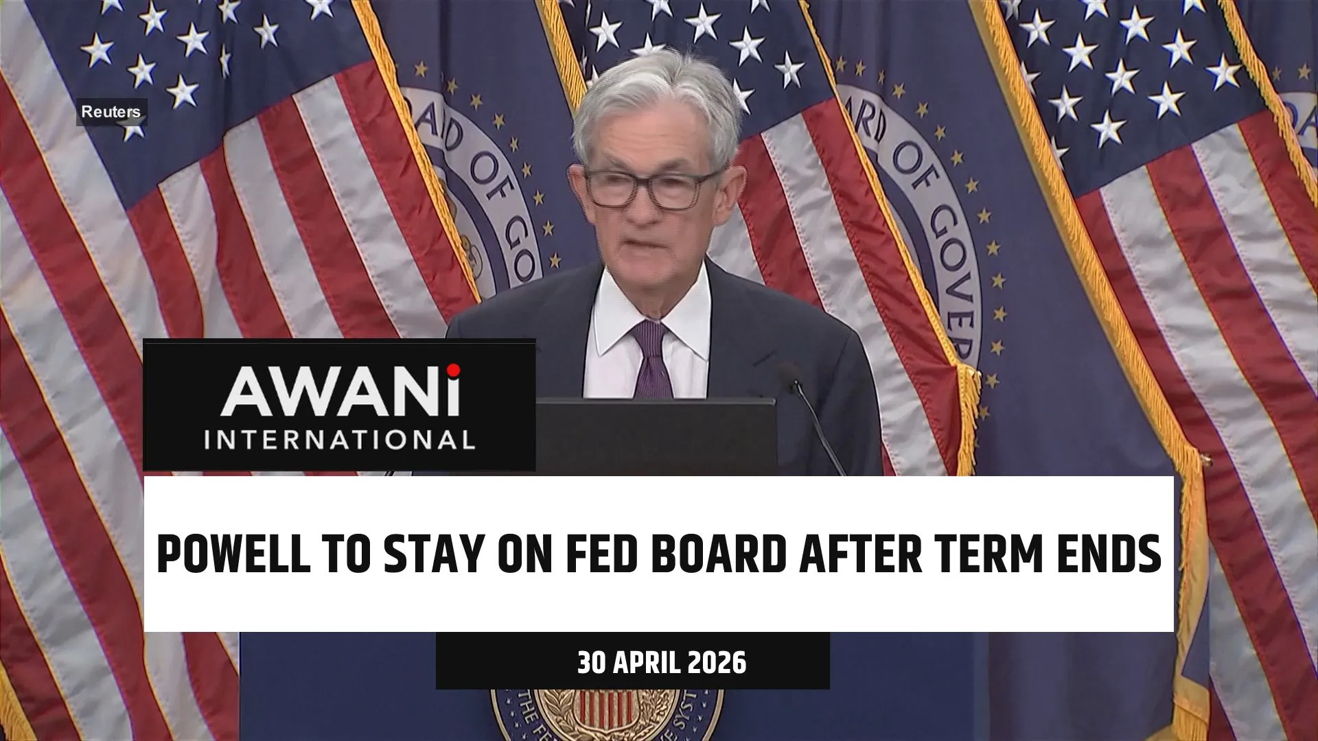 Powell to stay on Fed board after term ends