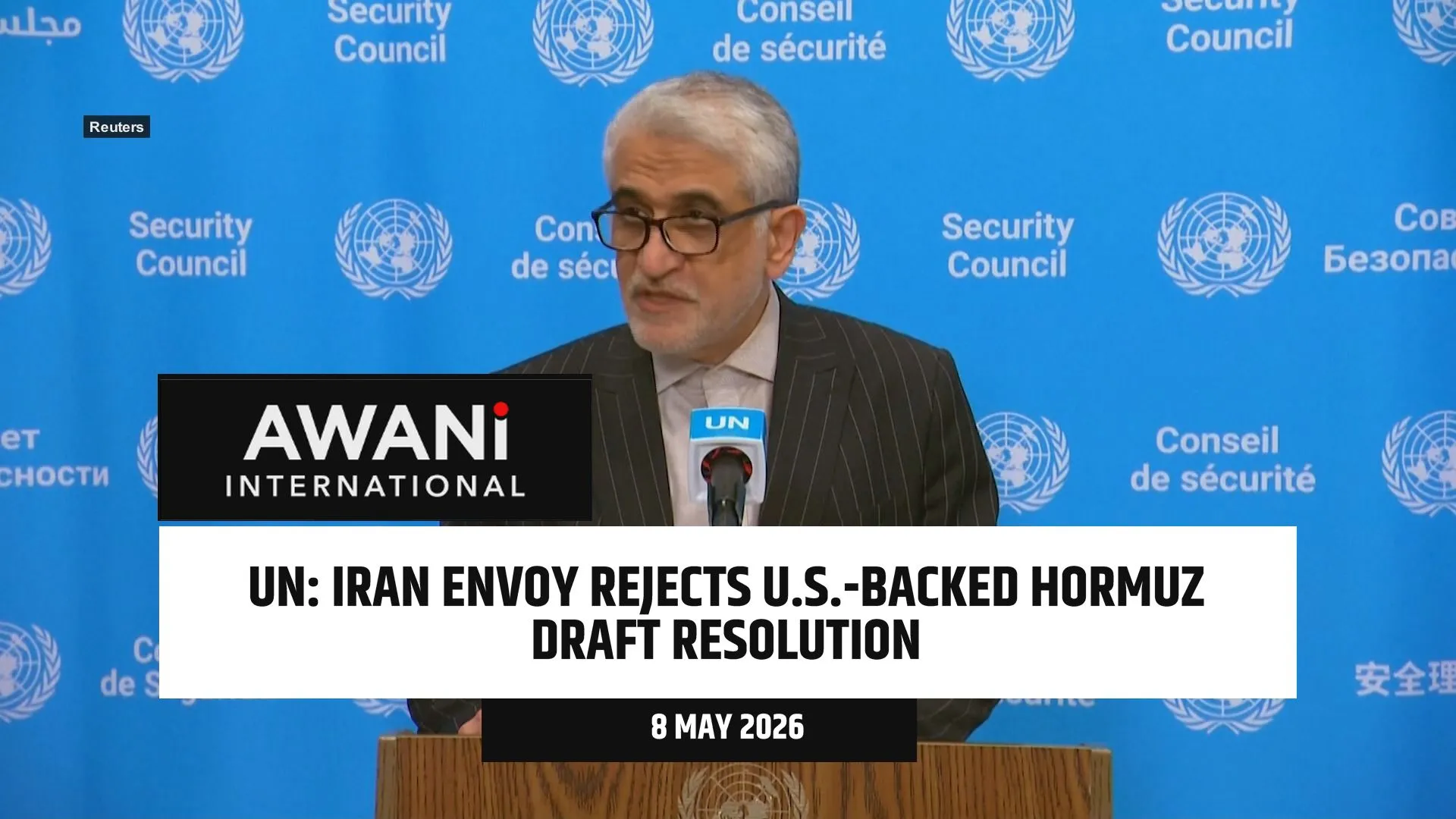 Iran envoy rejects U.S.-backed Hormuz draft resolution at UN
