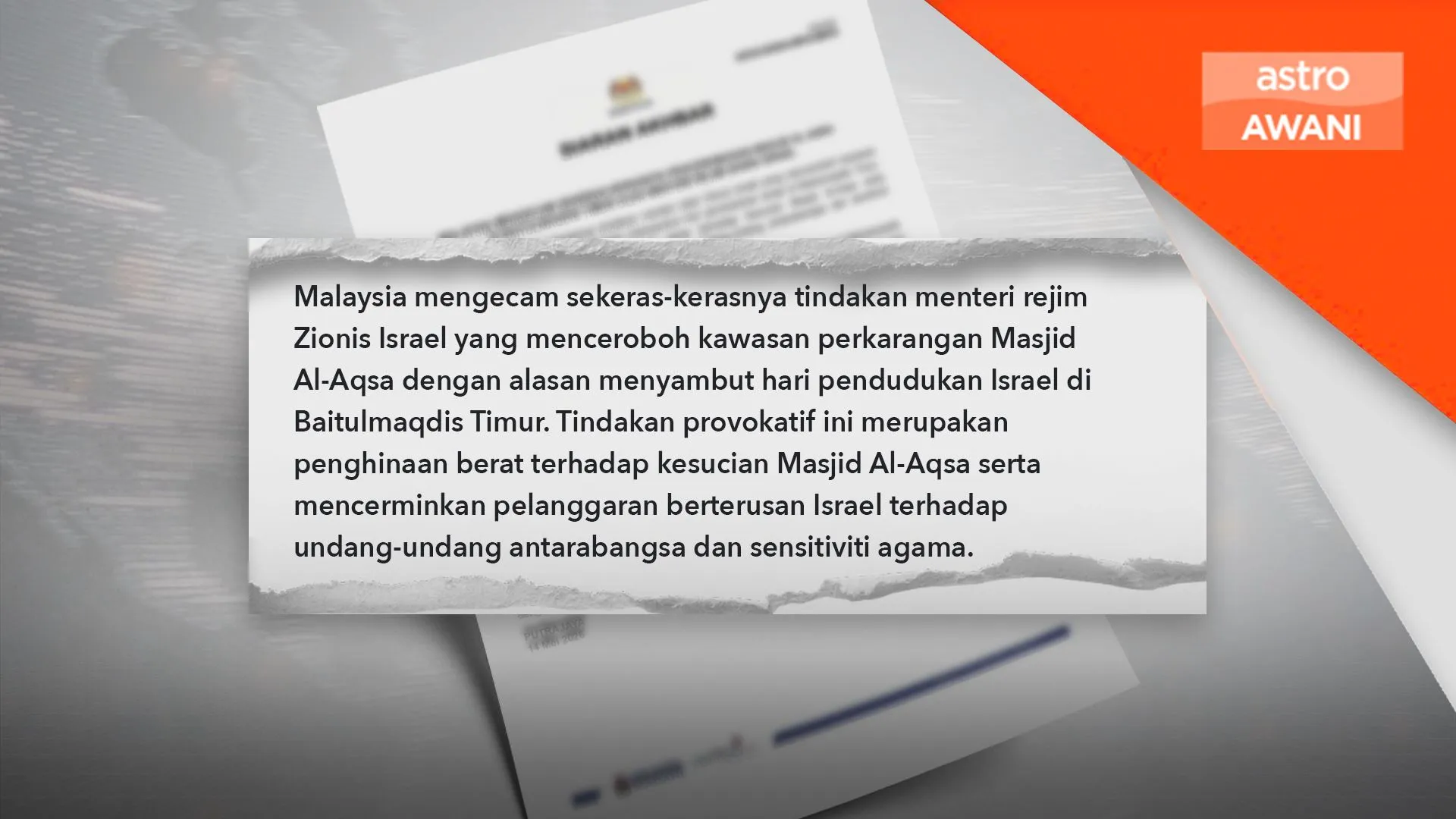 Malaysia kecam provokasi Israel di Masjid Al-Aqsa