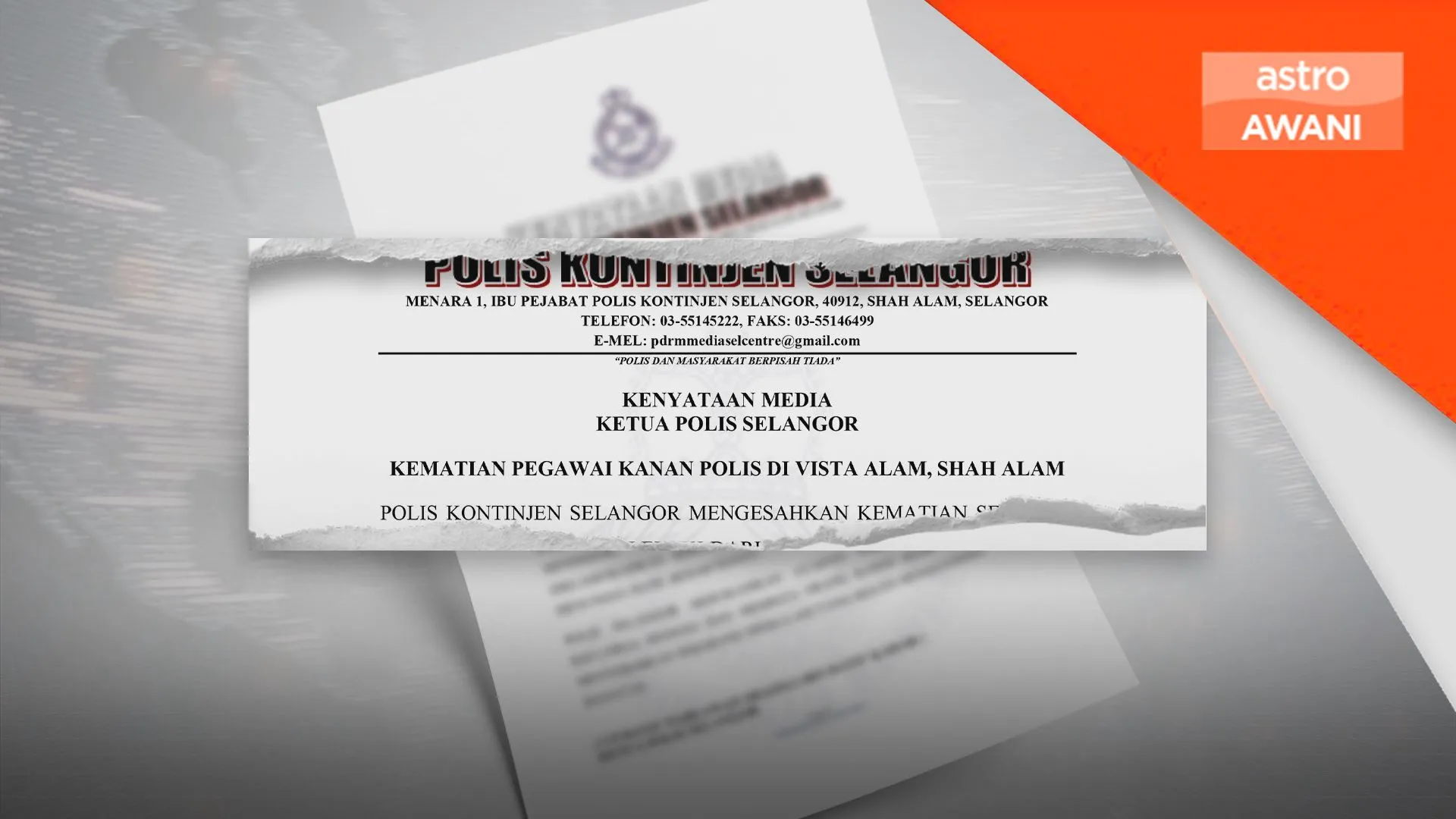 Pegawai kanan polis maut terjatuh dari bangunan di Shah Alam