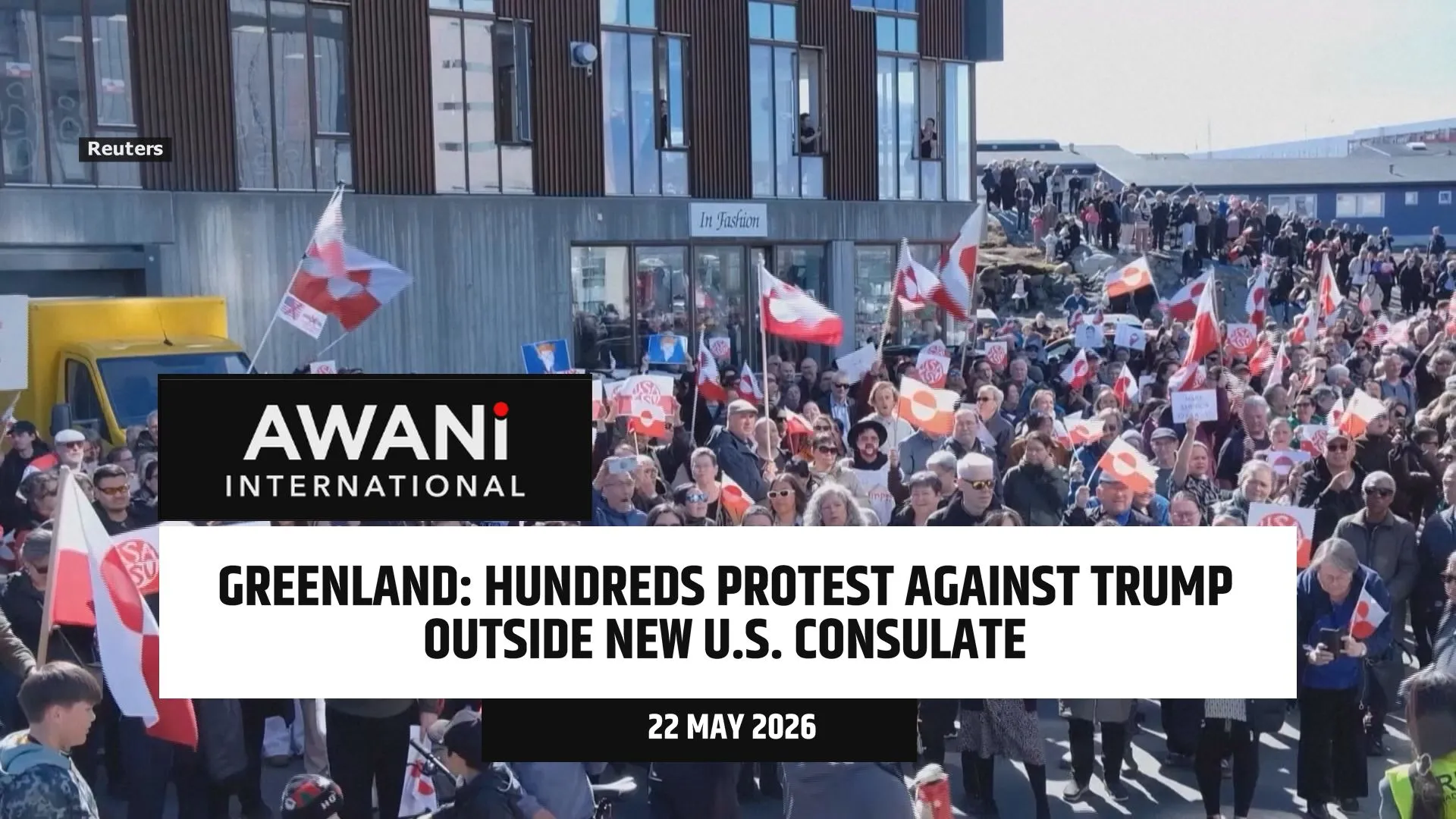 Greenlanders protest against Trump outside new U.S. consulate in Nuuk