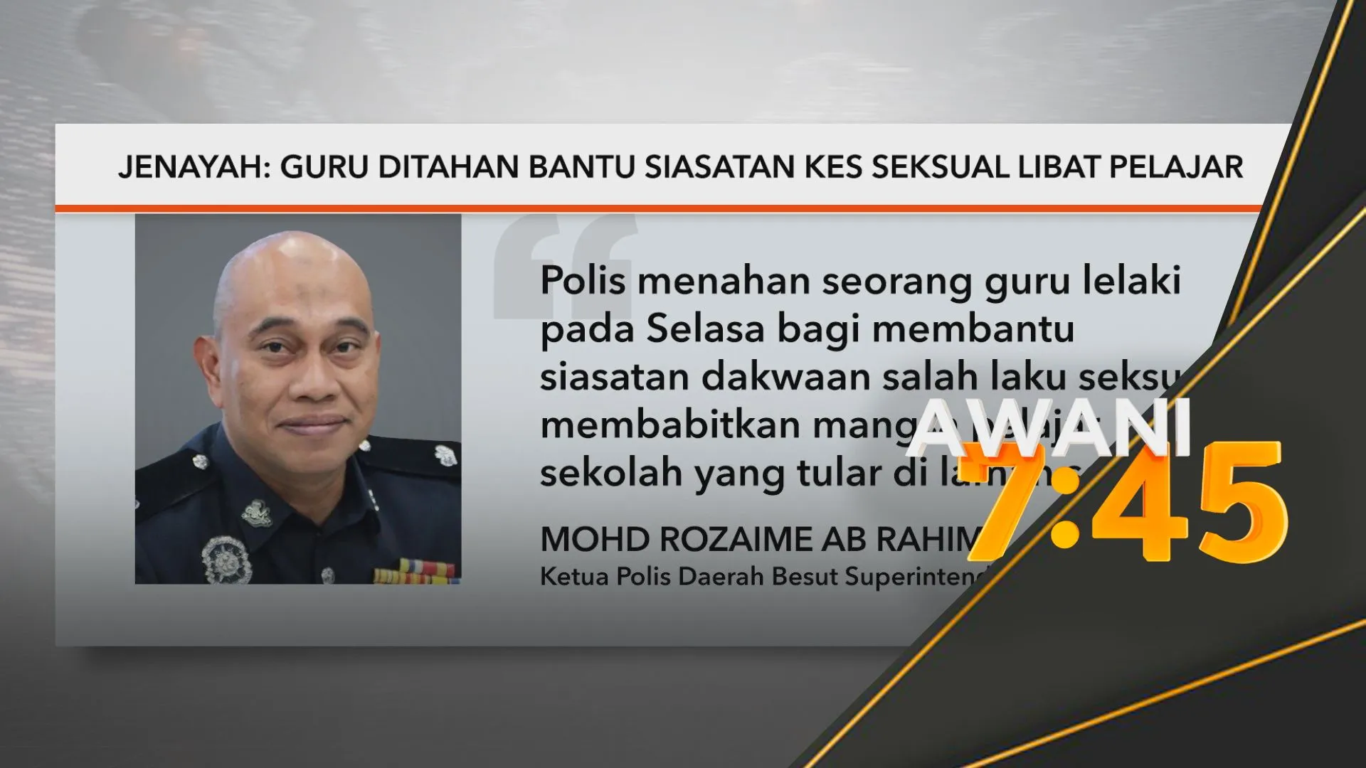 Guru direman dua hari selepas pelajar kemuka laporan polis