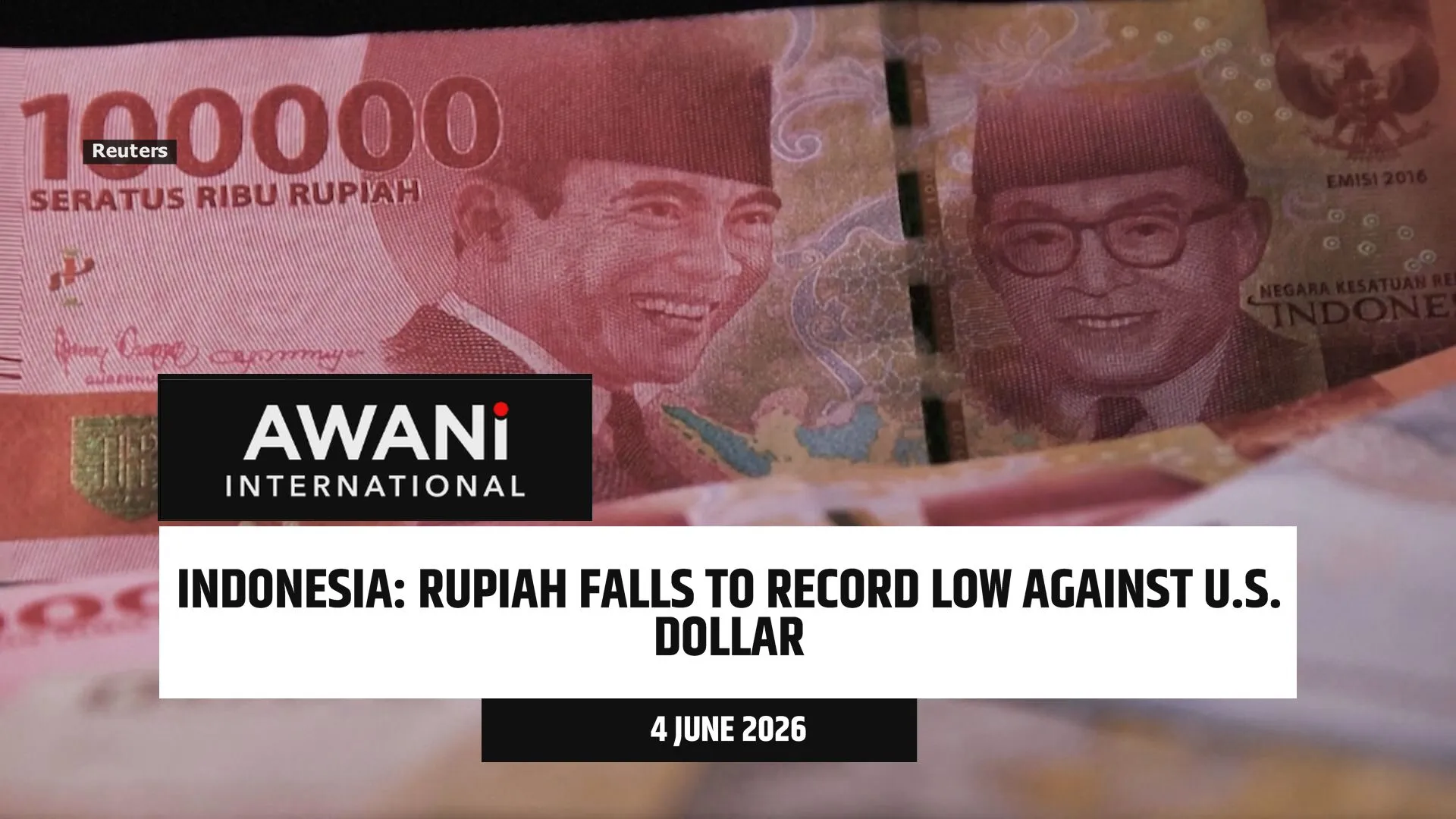 Rupiah currency falls to record low against U.S. dollar