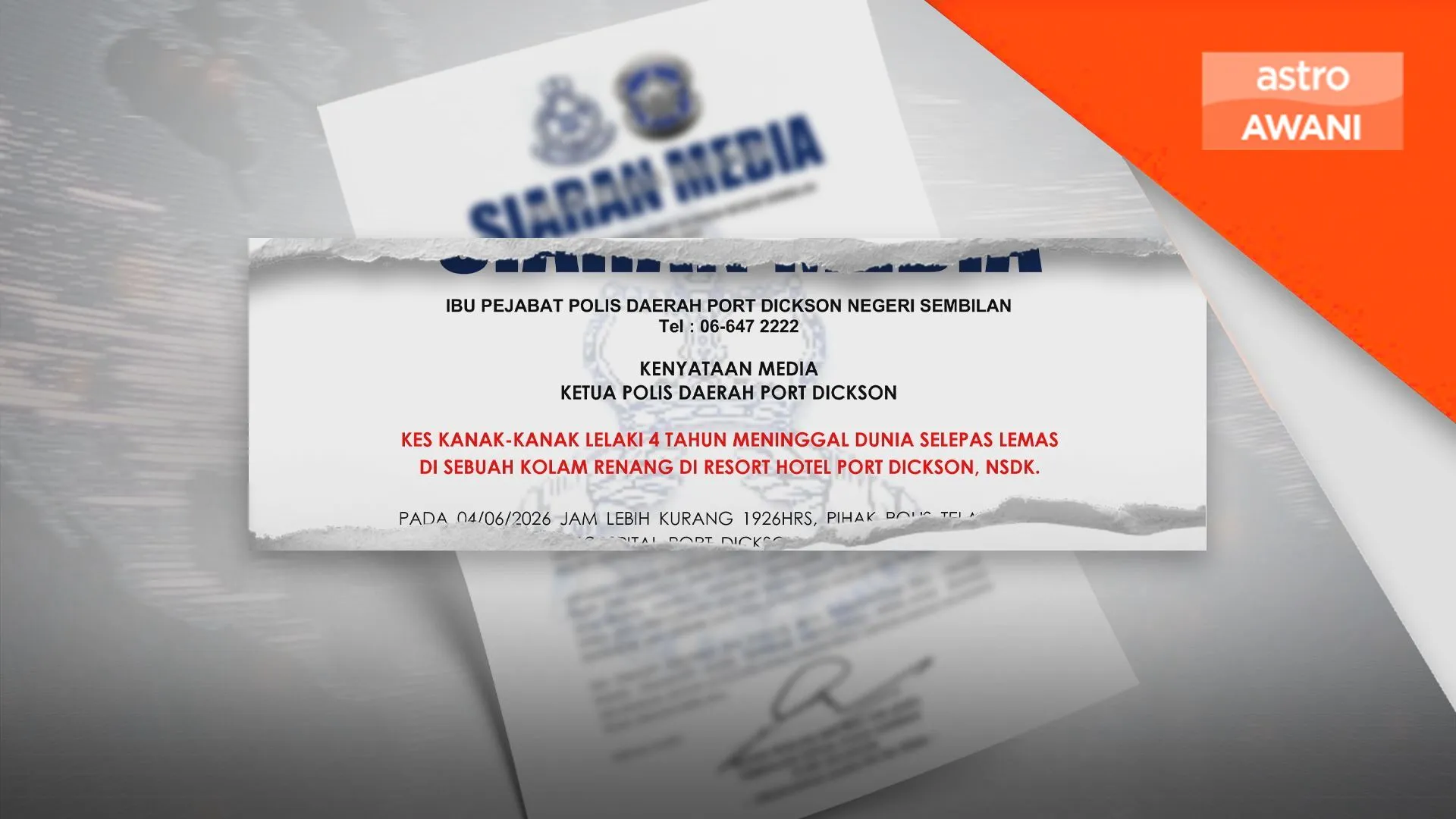 Kanak-kanak empat tahun maut,  lemas di kolam renang resort