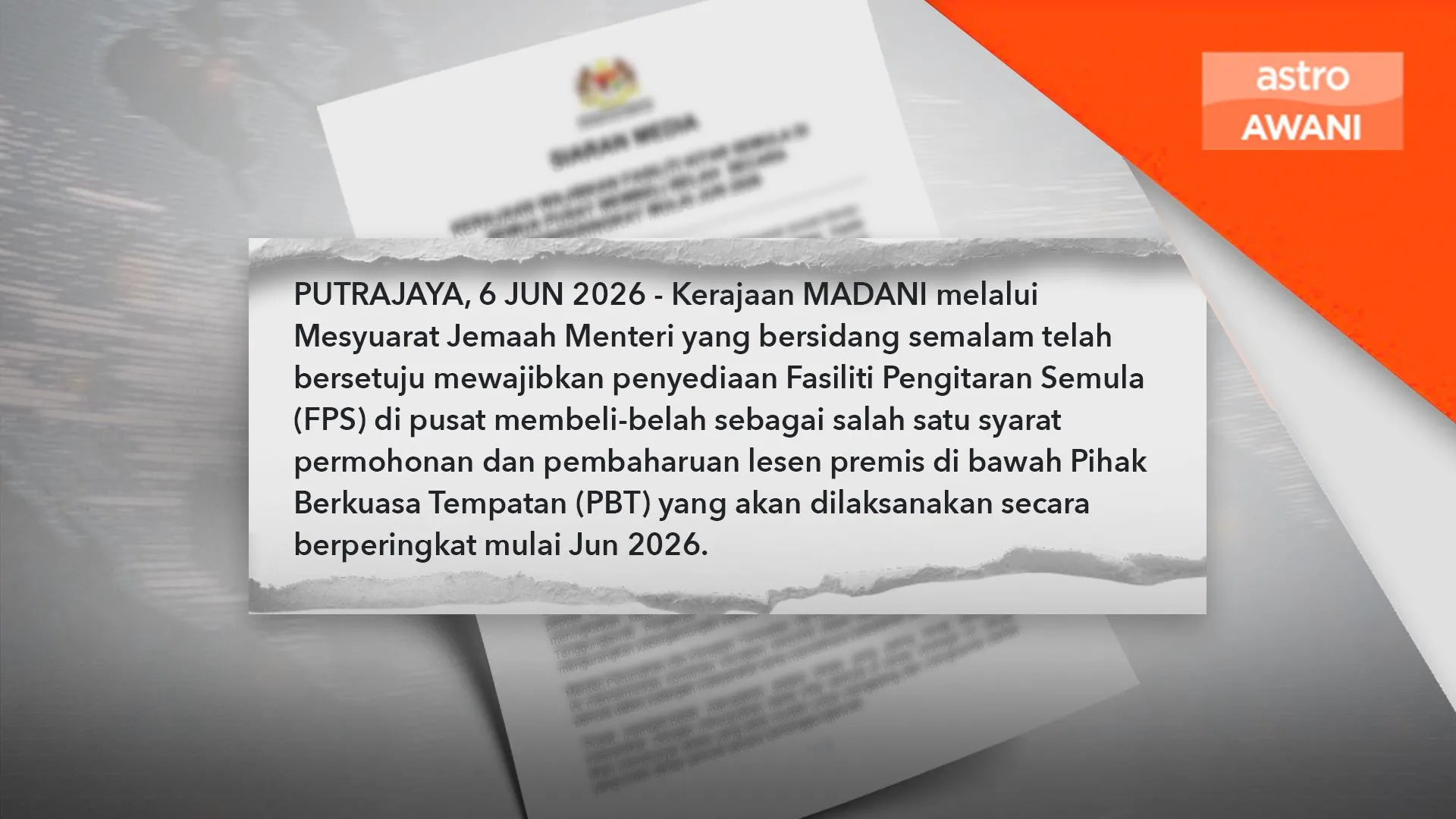 Fasiliti kitar semula diwajibkan di pusat beli-belah secara berperingkat mulai Jun