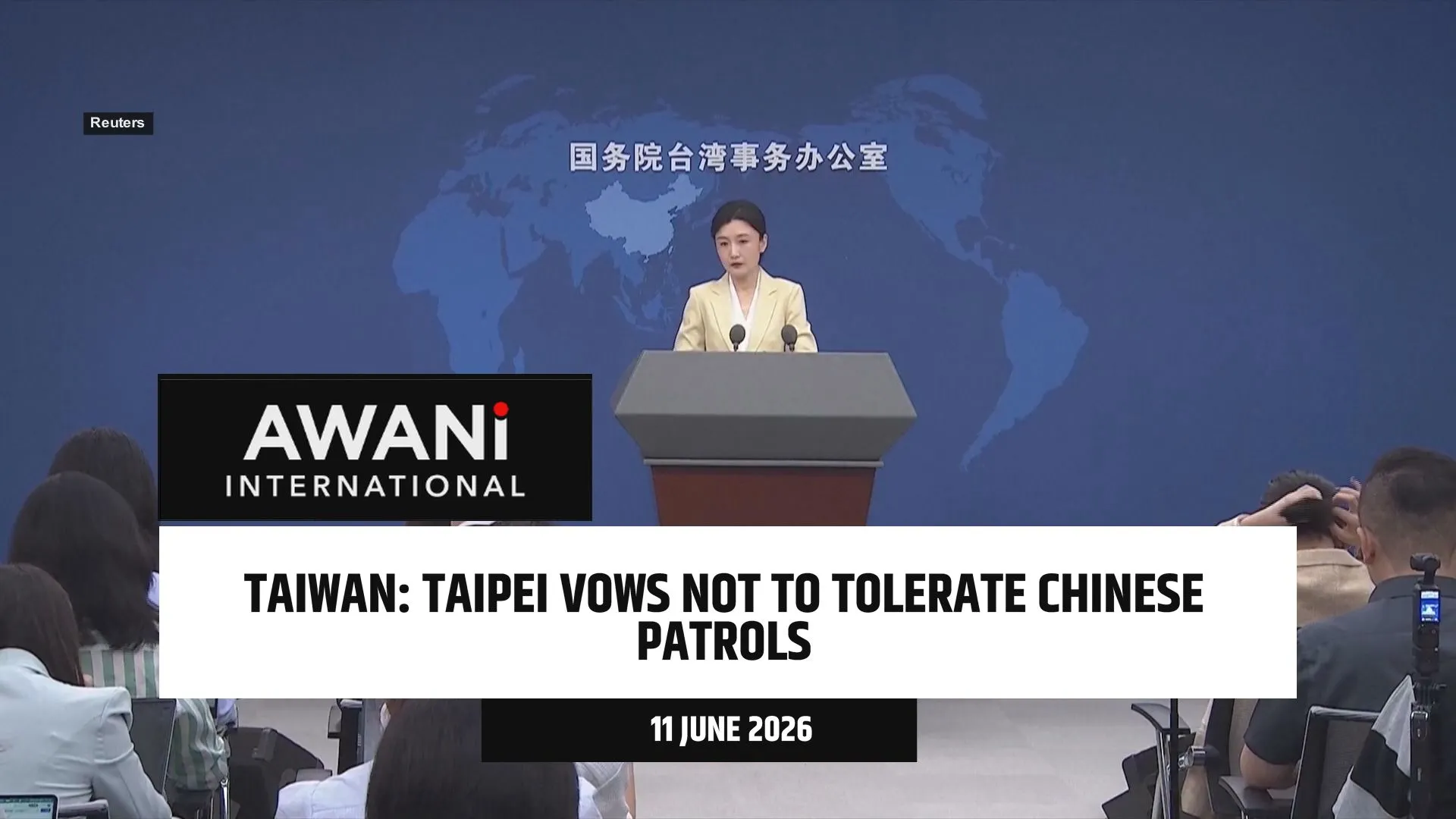 Taiwan vows not to tolerate Chinese patrols in its waters