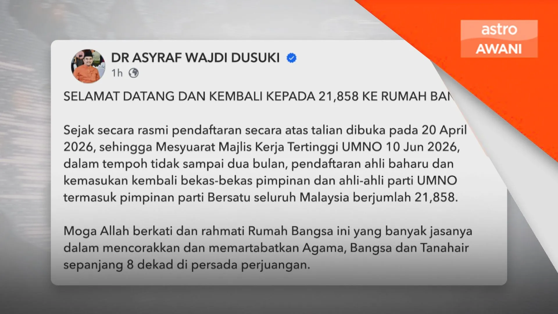 UMNO catat 21,858 ahli baharu menerusi inisiatif Rumah Bangsa