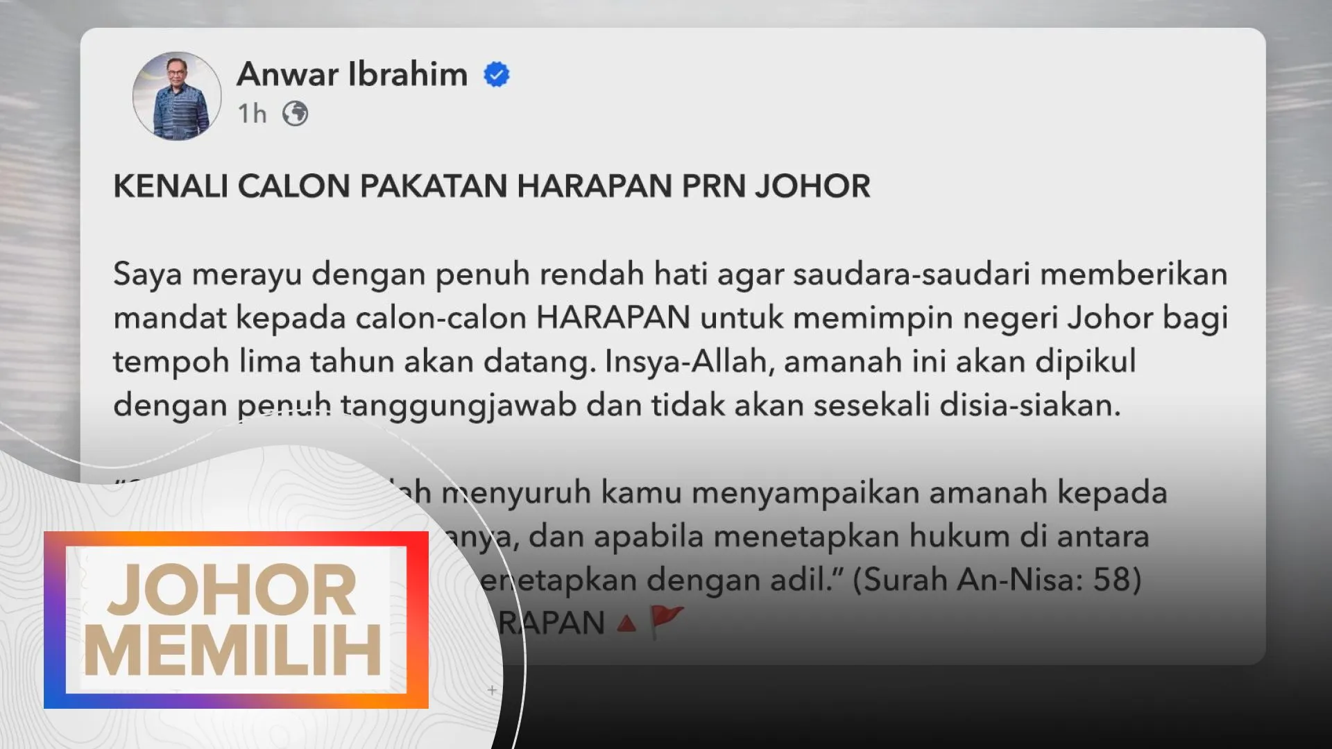 Johor Memilih: PM rayu pengundi Johor beri mandat kepada PH