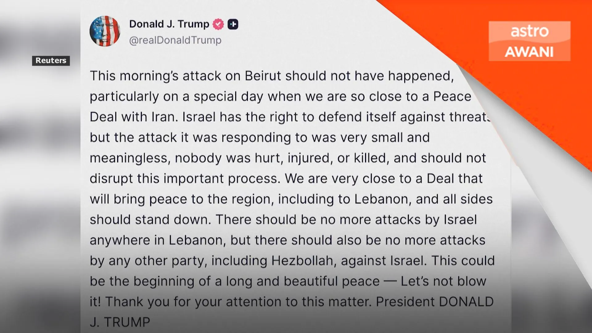 Trump kecam serangan Israel di Beirut