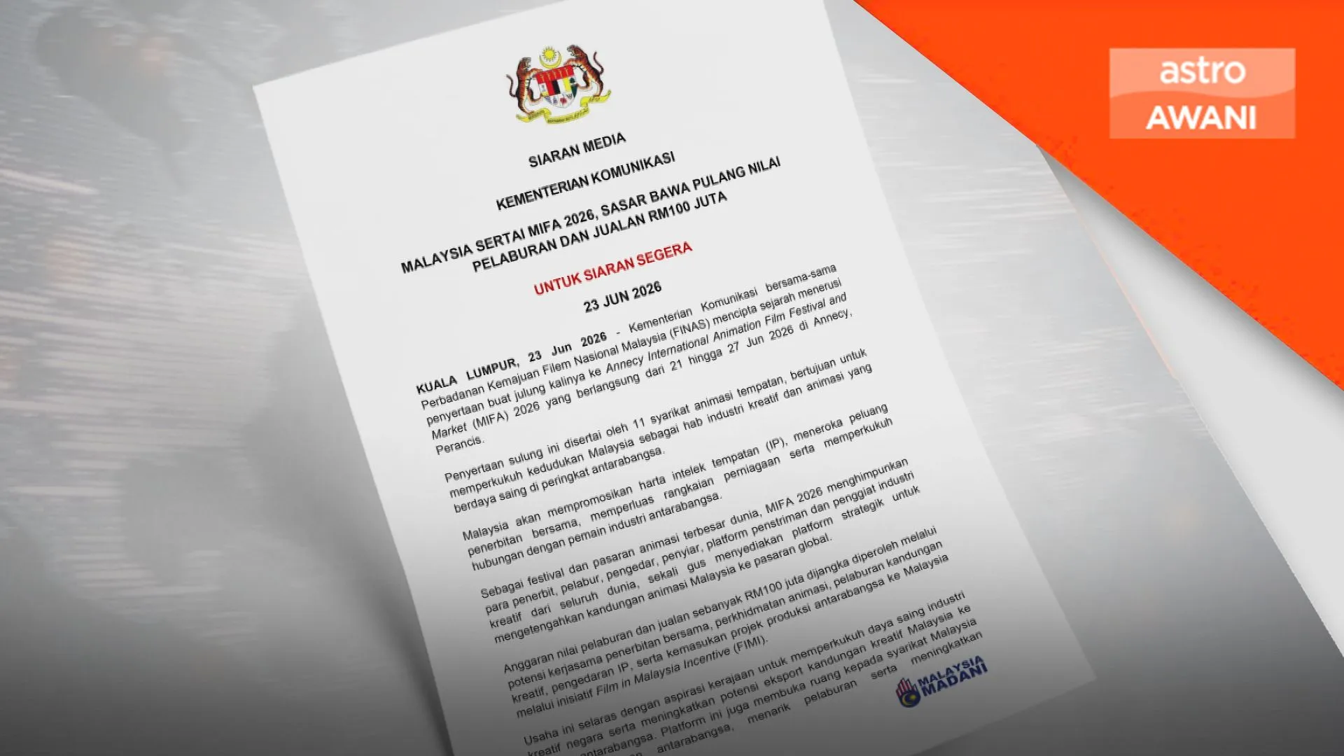 Malaysia sasar RM100 juta melalui penyertaan sulung MIFA