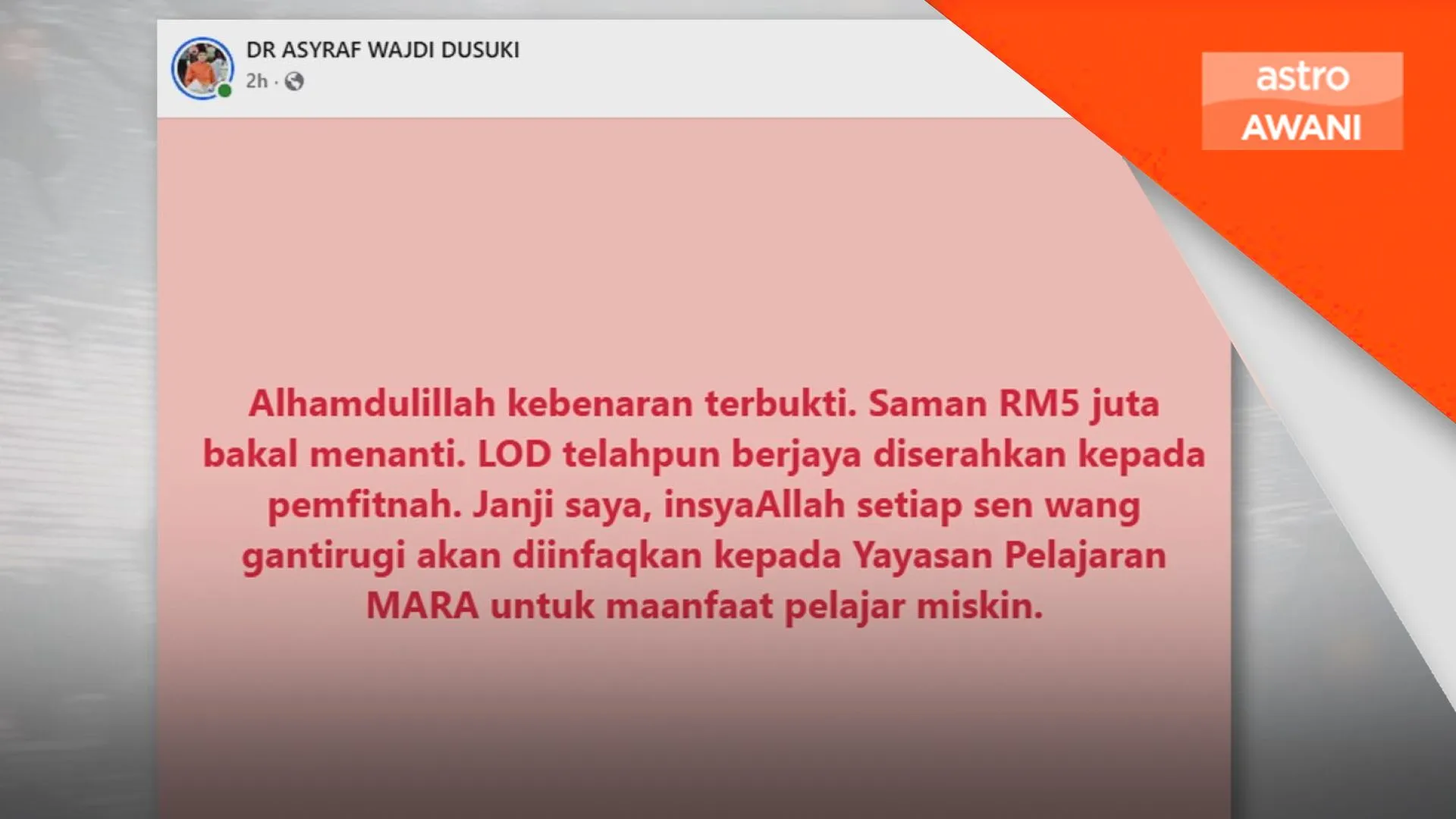 'Saman RM5 juta bakal menanti' - Asyraf Wajdi