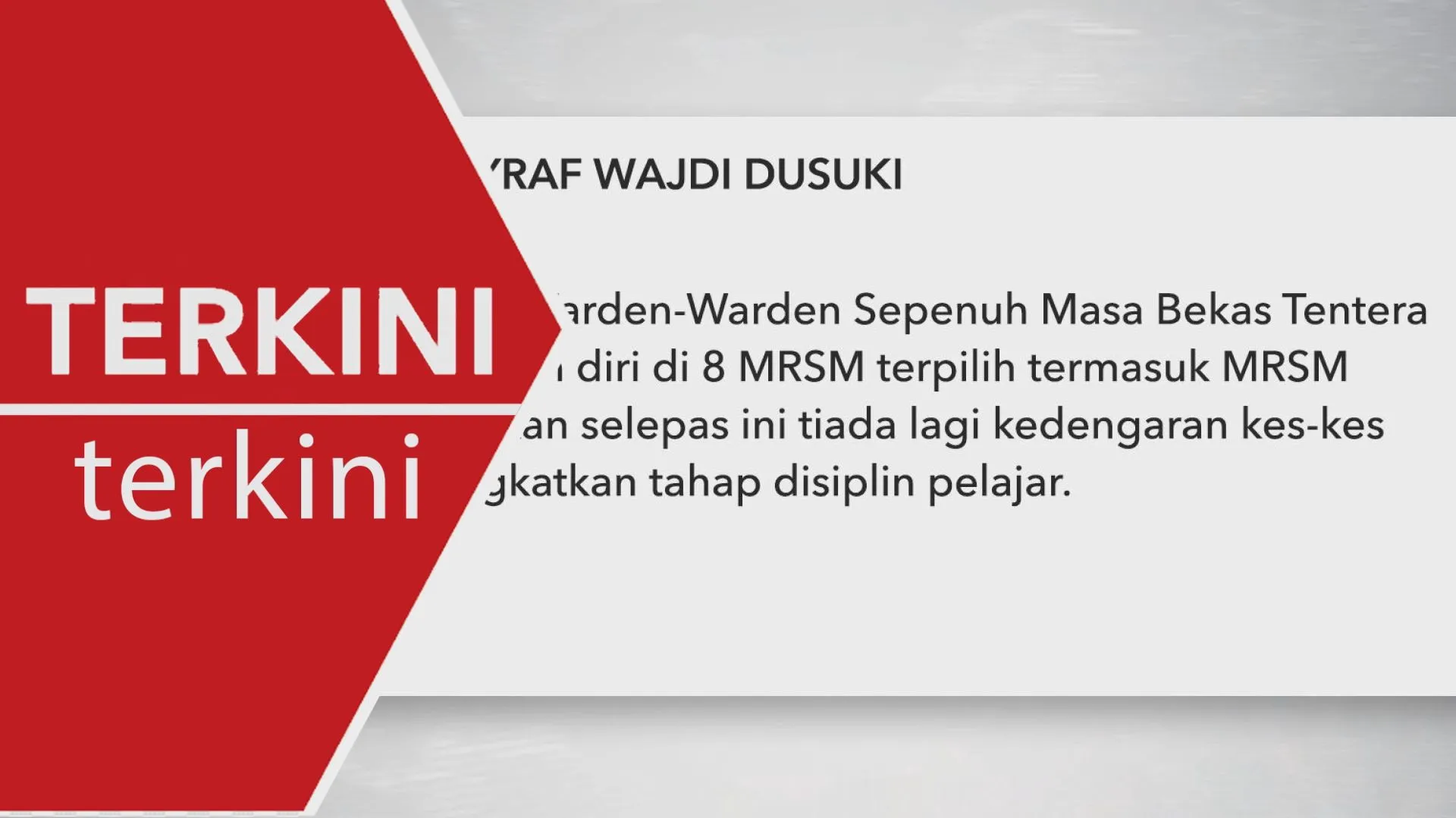 [TERKINI] Warden bekas ATM bertugas di lapan MRSM mulai 1 Julai