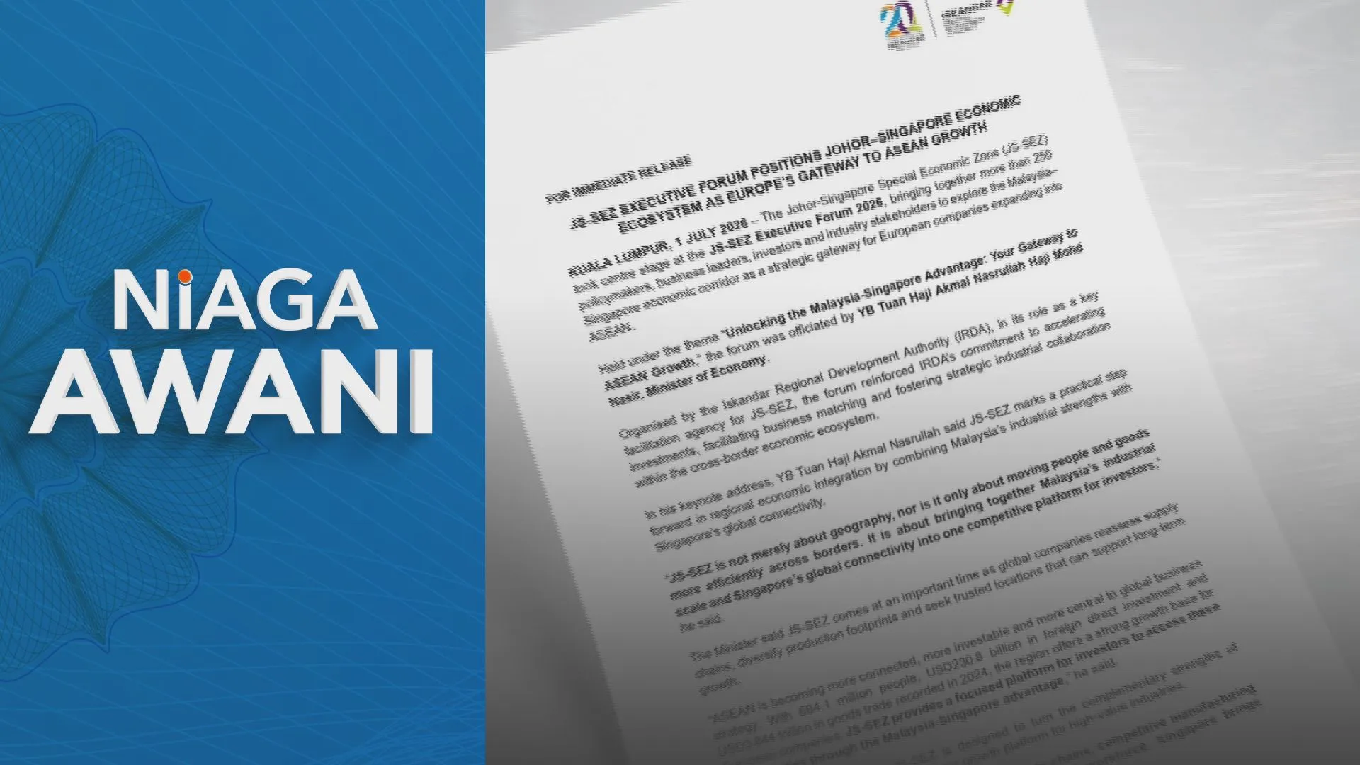 JS-SEZ perkukuh daya saing pelaburan serantau