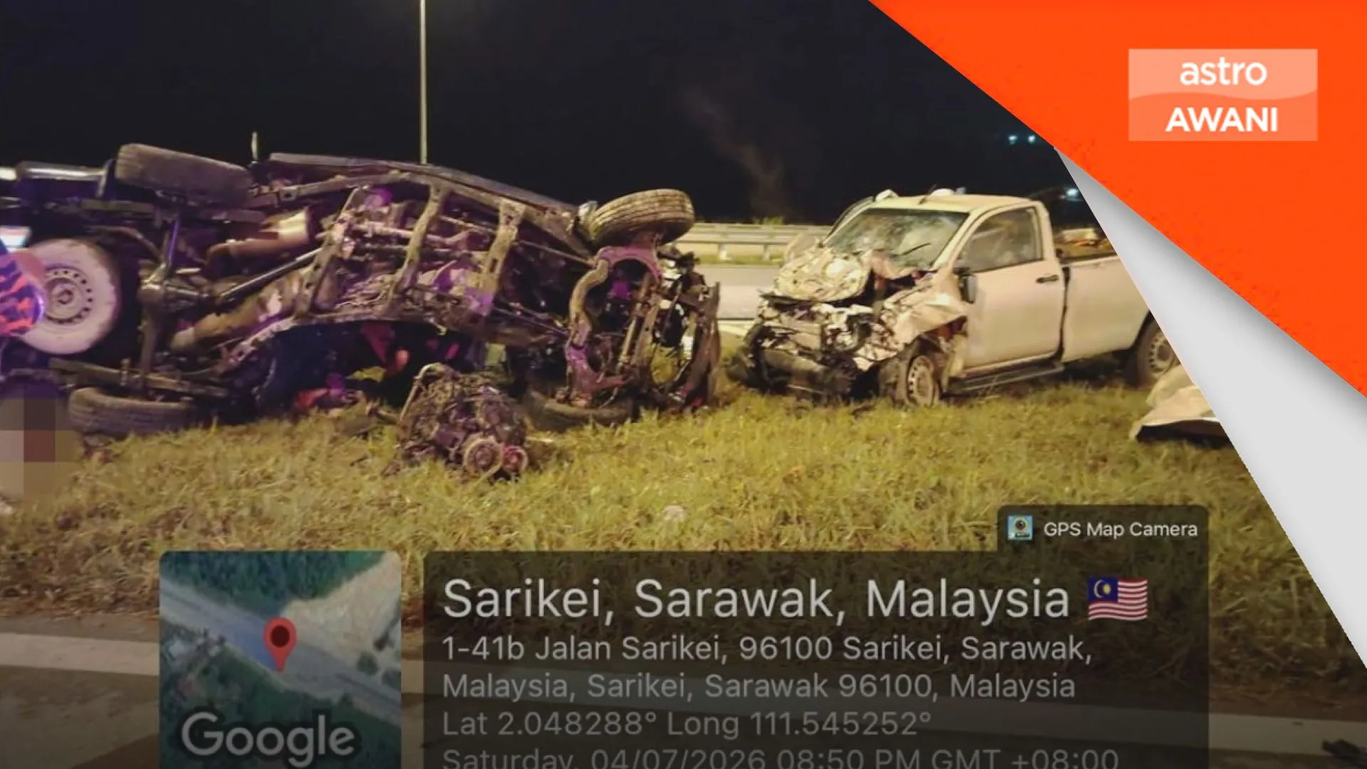 Tiga maut selepas Hilux dipercayai keluar mengejut ke laluan utama