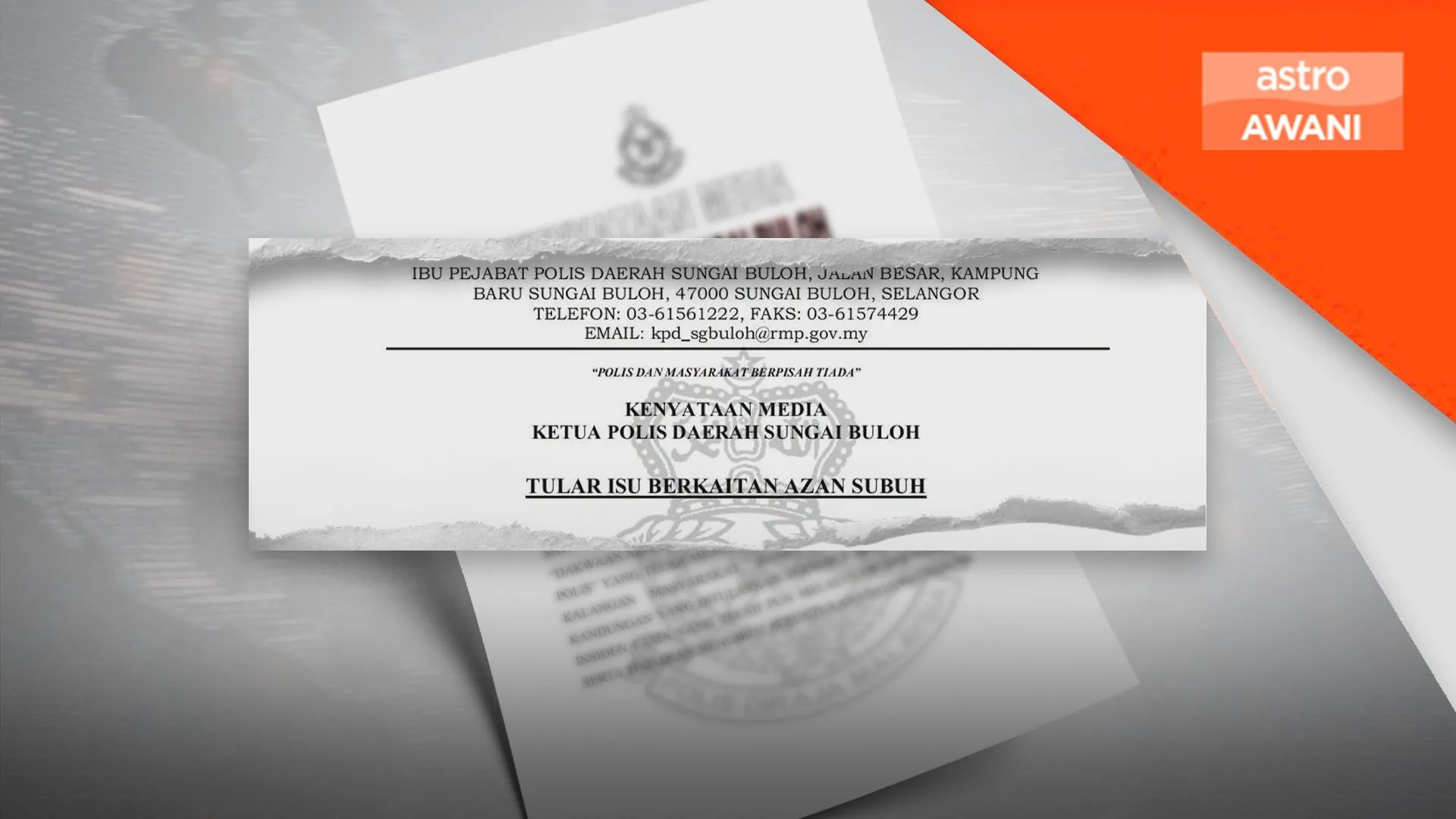 Jangan tular kes lama isu azan di Sungai Buloh - Polis