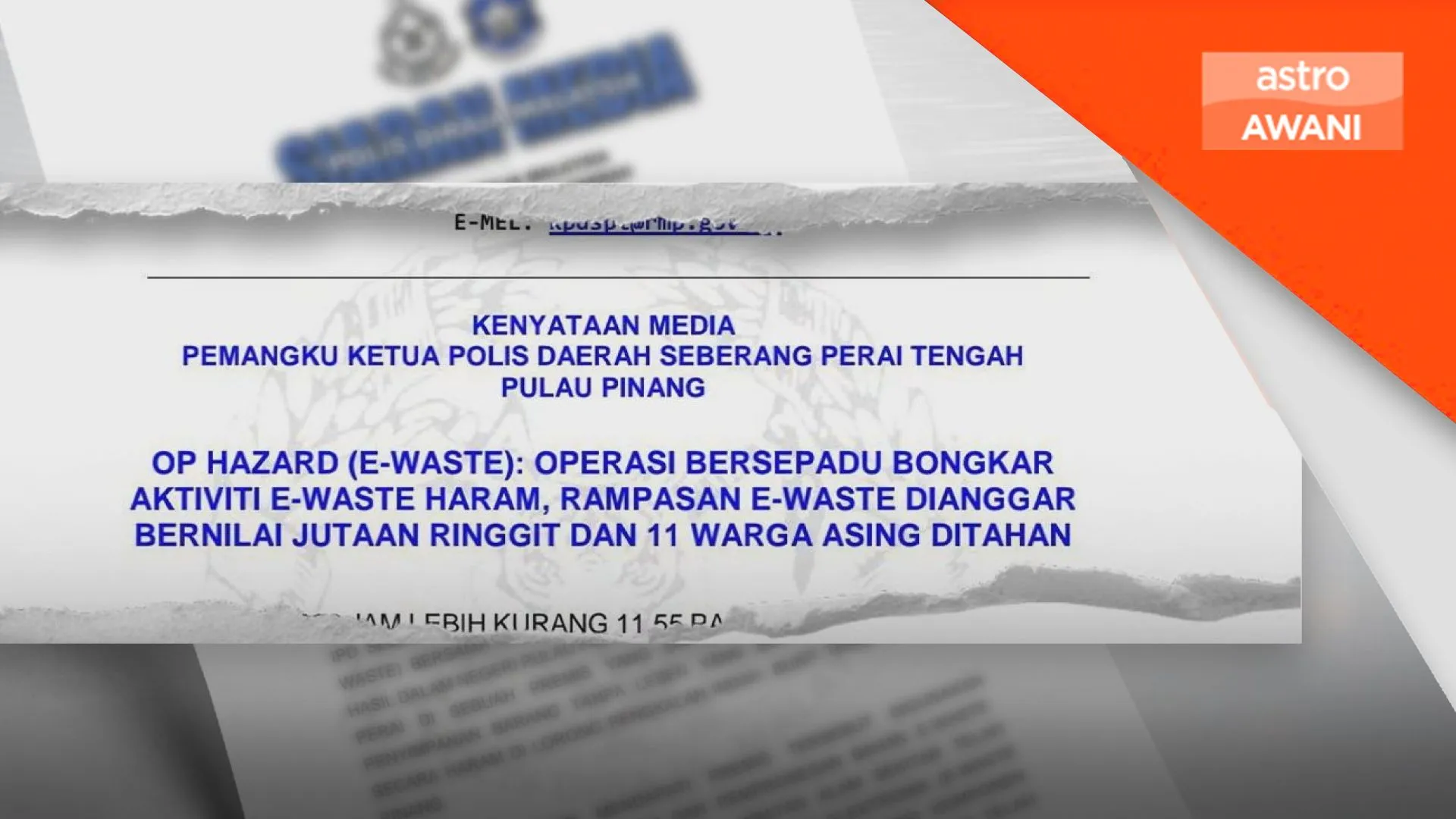 Polis bongkar aktiviti proses e-waste haram, tahan 11 warga asing