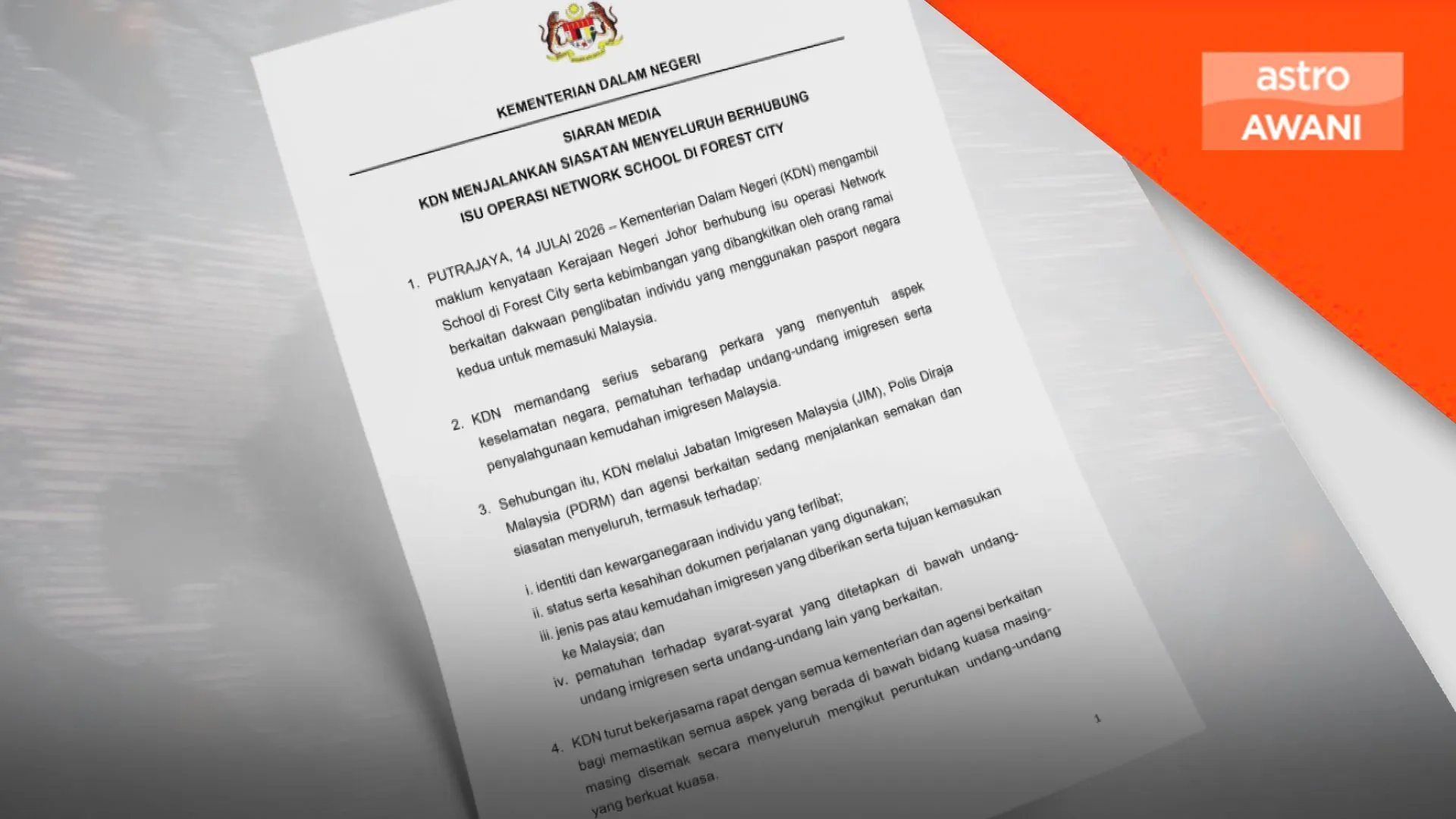Siasatan, semakan menyeluruh sudah dimulakan