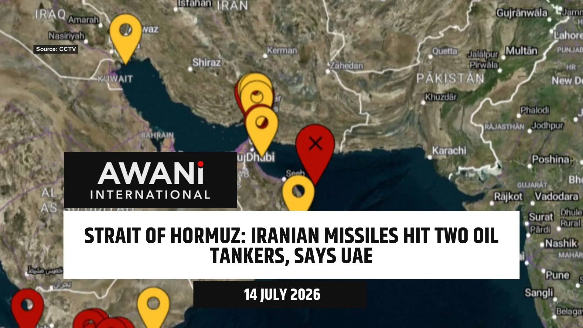UAE says Iranian missiles hit two oil tankers in Strait of Hormuz