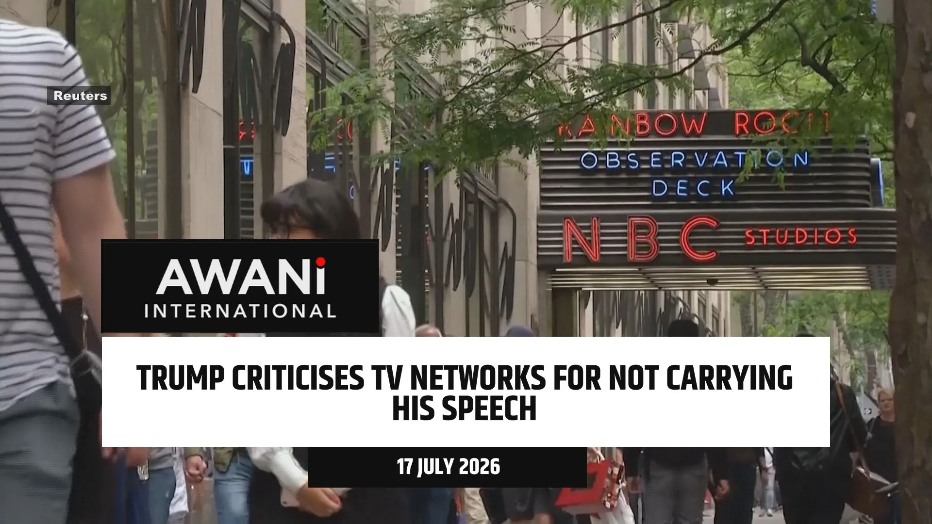 Trump criticises TV networks for not carrying his speech