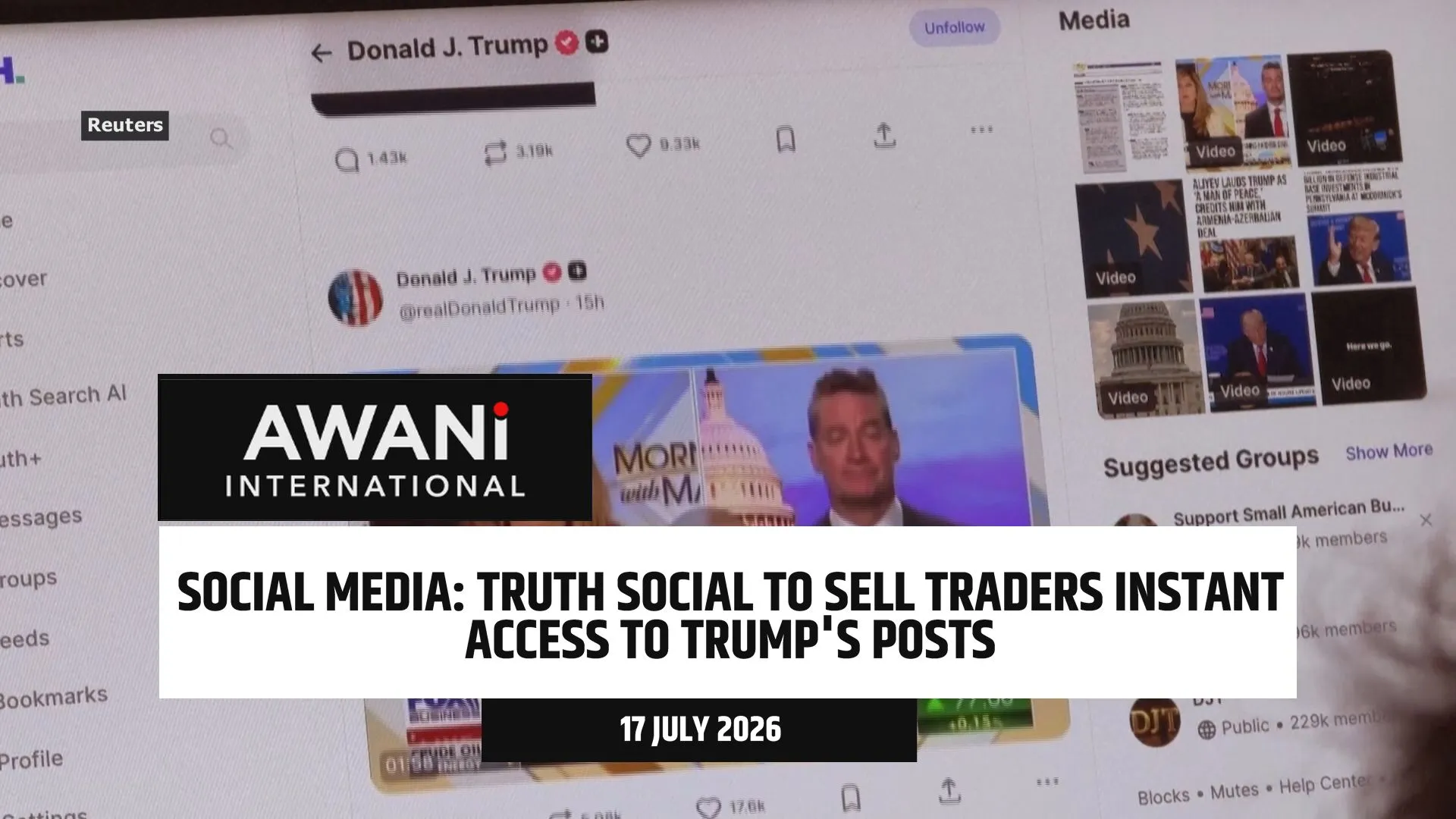 Truth social to sell traders instant access to Trump's posts