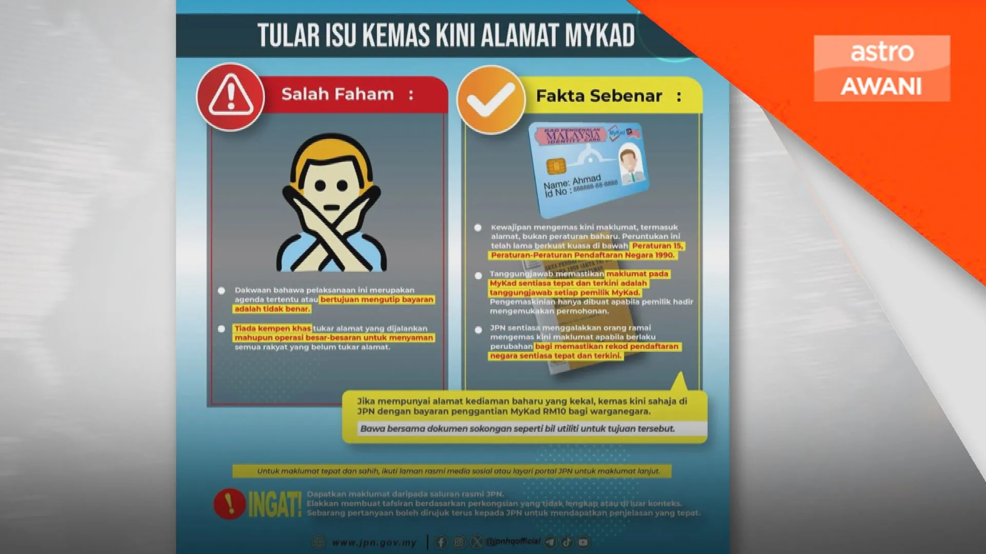 Tukar alamat MyKad: Tiada kempen, operasi khas - JPN